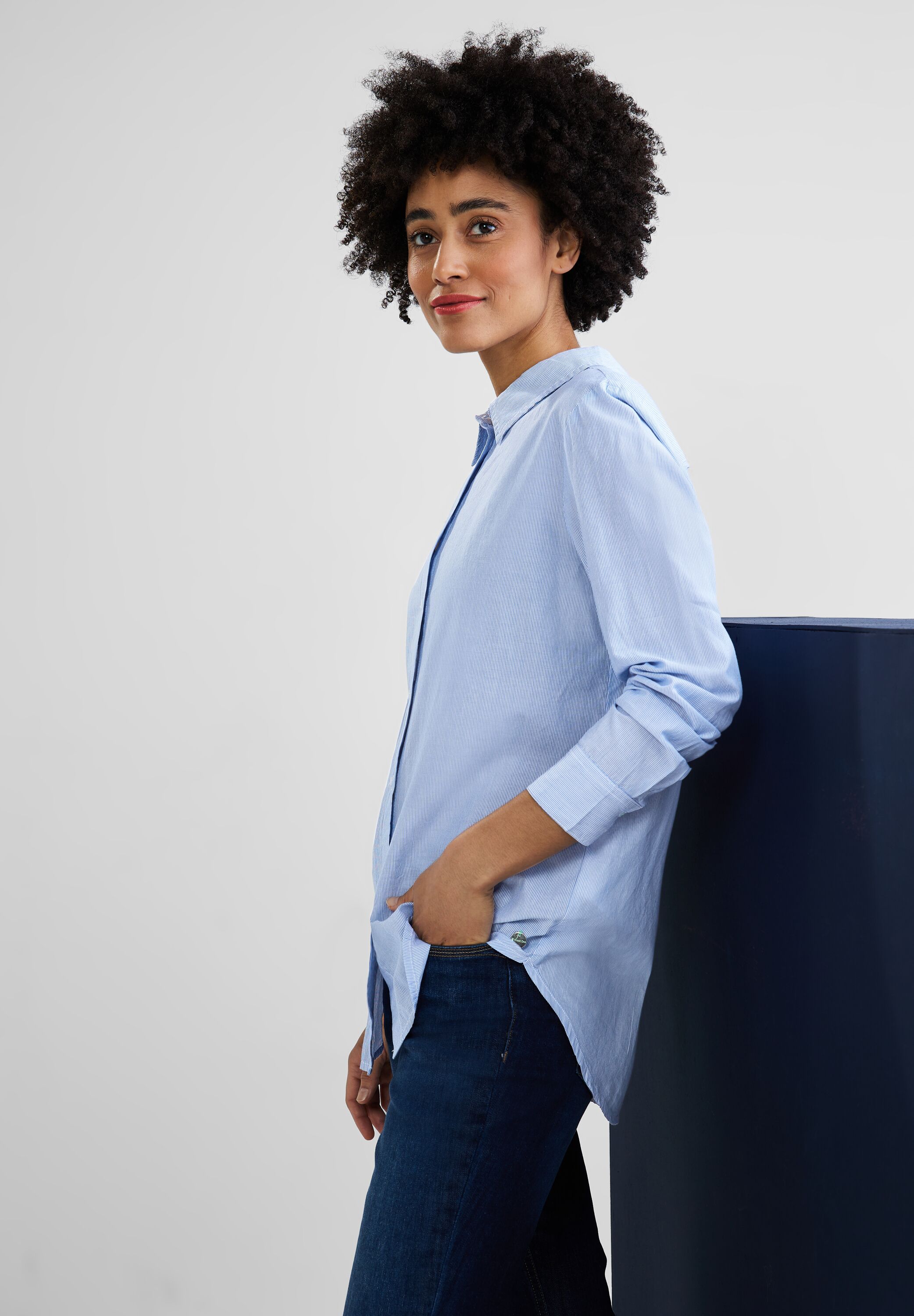Longbluse mit Knopfleiste