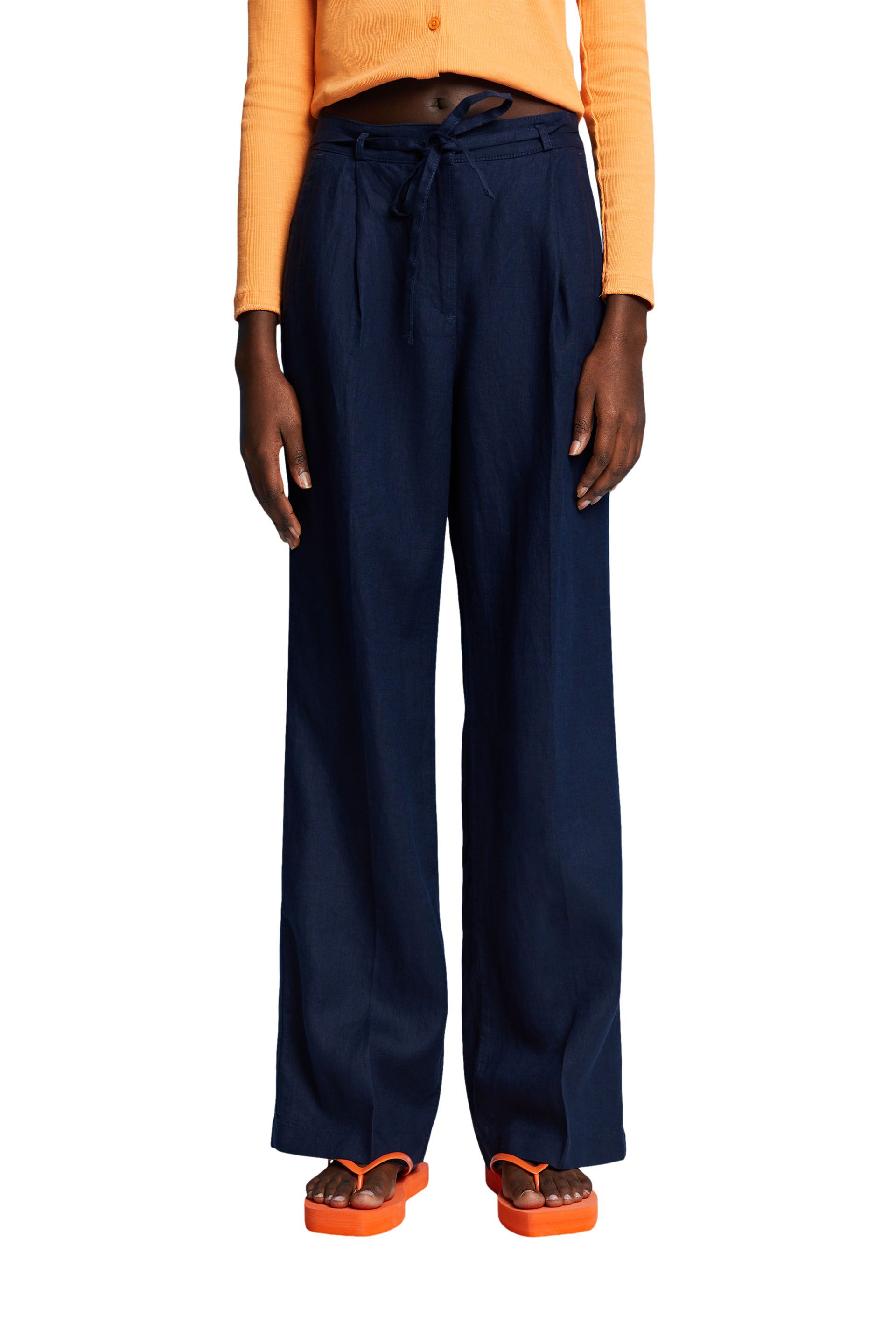 Weit geschnittene Leinenhose