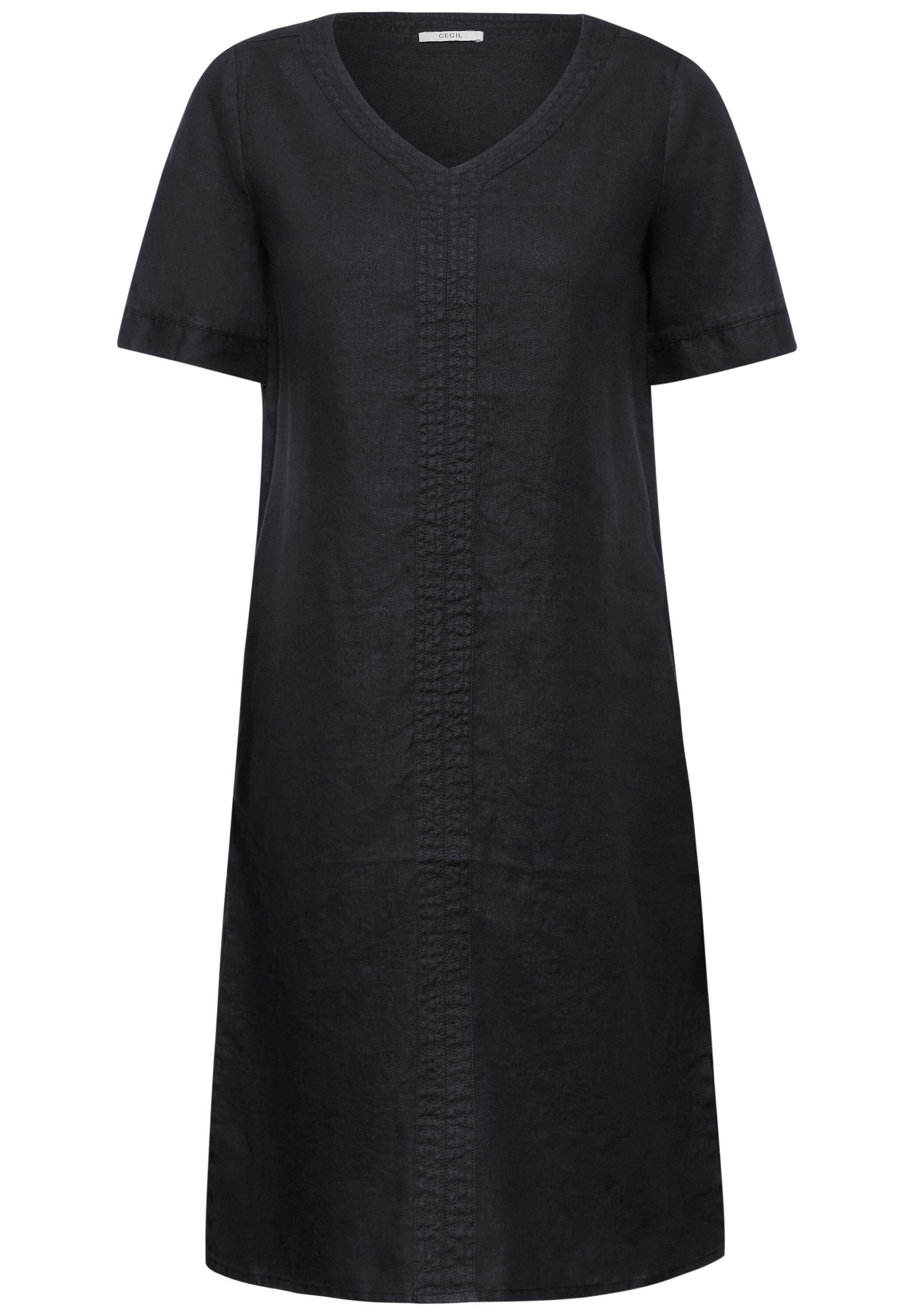 V-Neck Leinenkleid