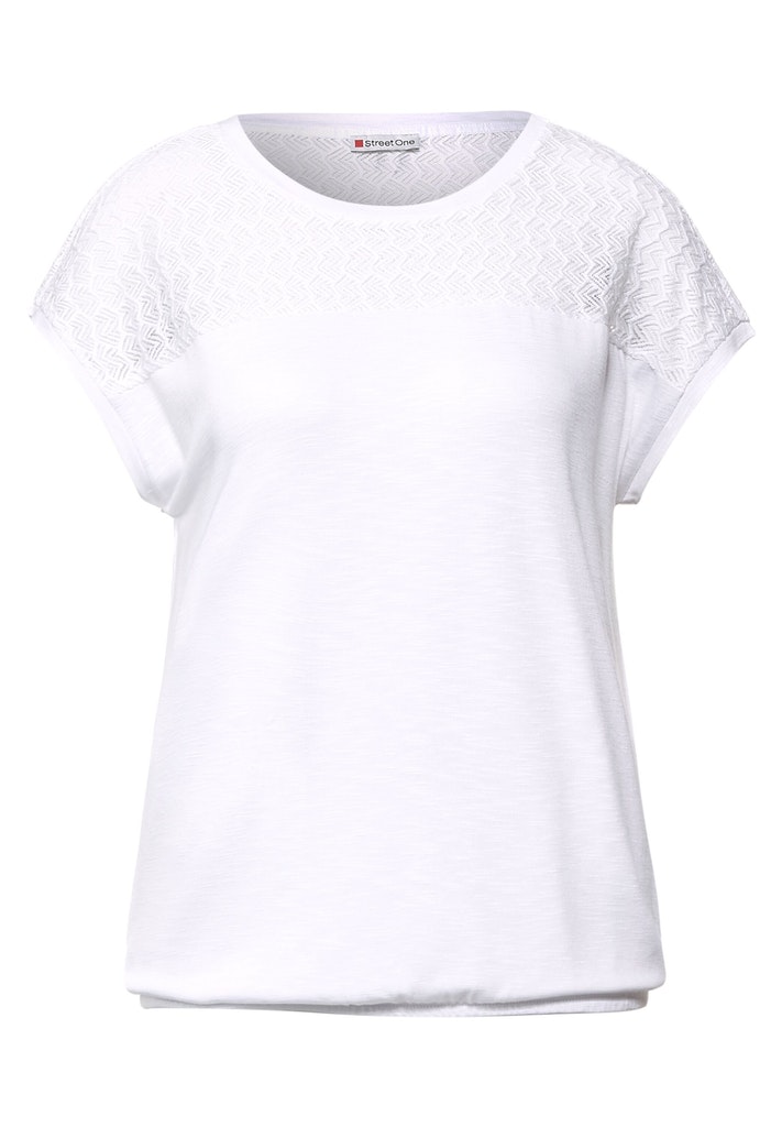 T-Shirt mit Spitzen Detail