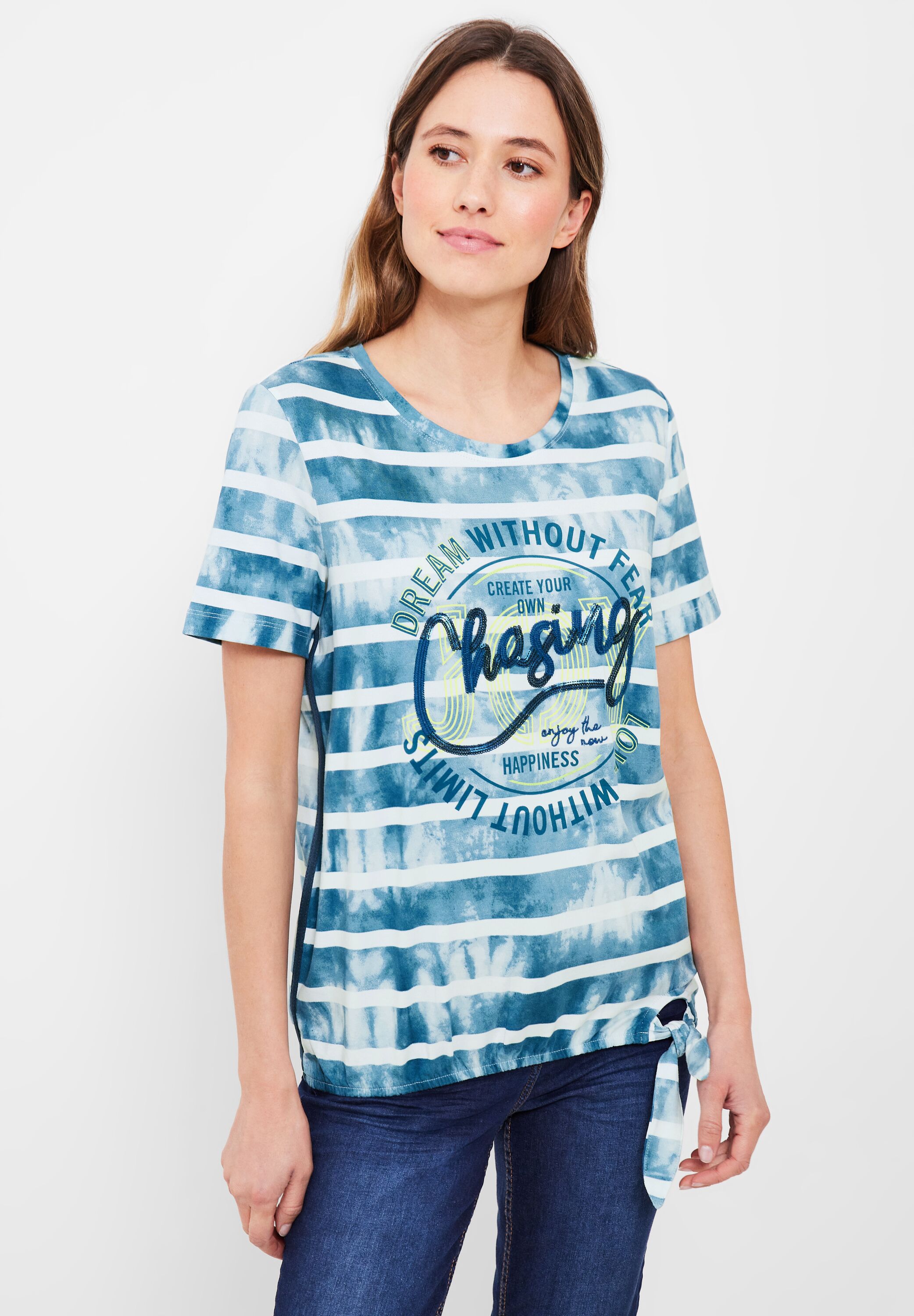 Streifenshirt mit Frontprint