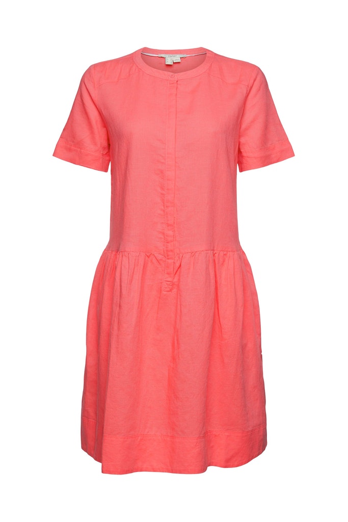 Aus Leinen-Mix: Kleid mit Knopfleiste