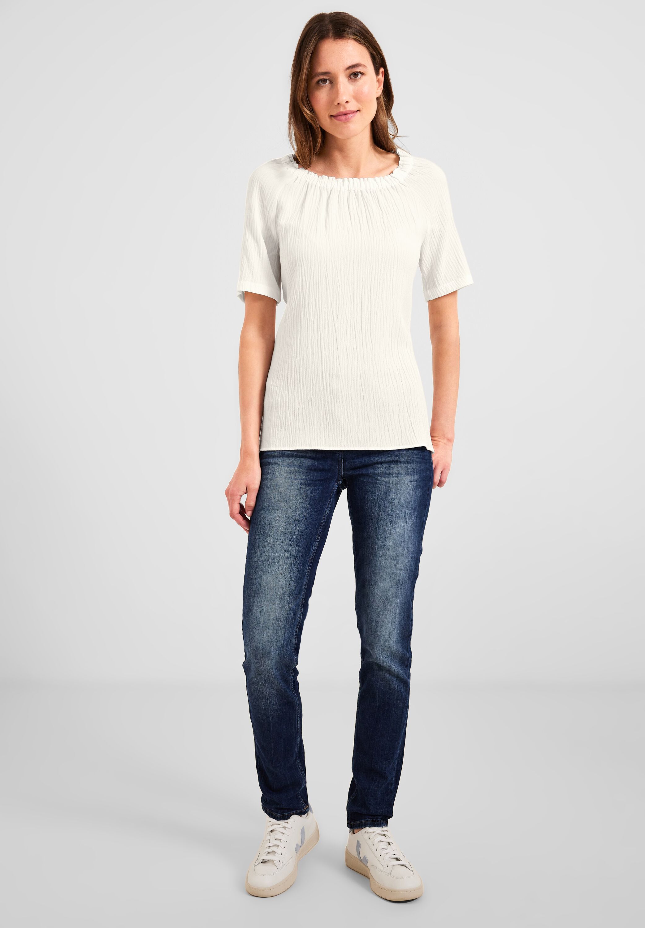 Unifarbene Struktur Bluse