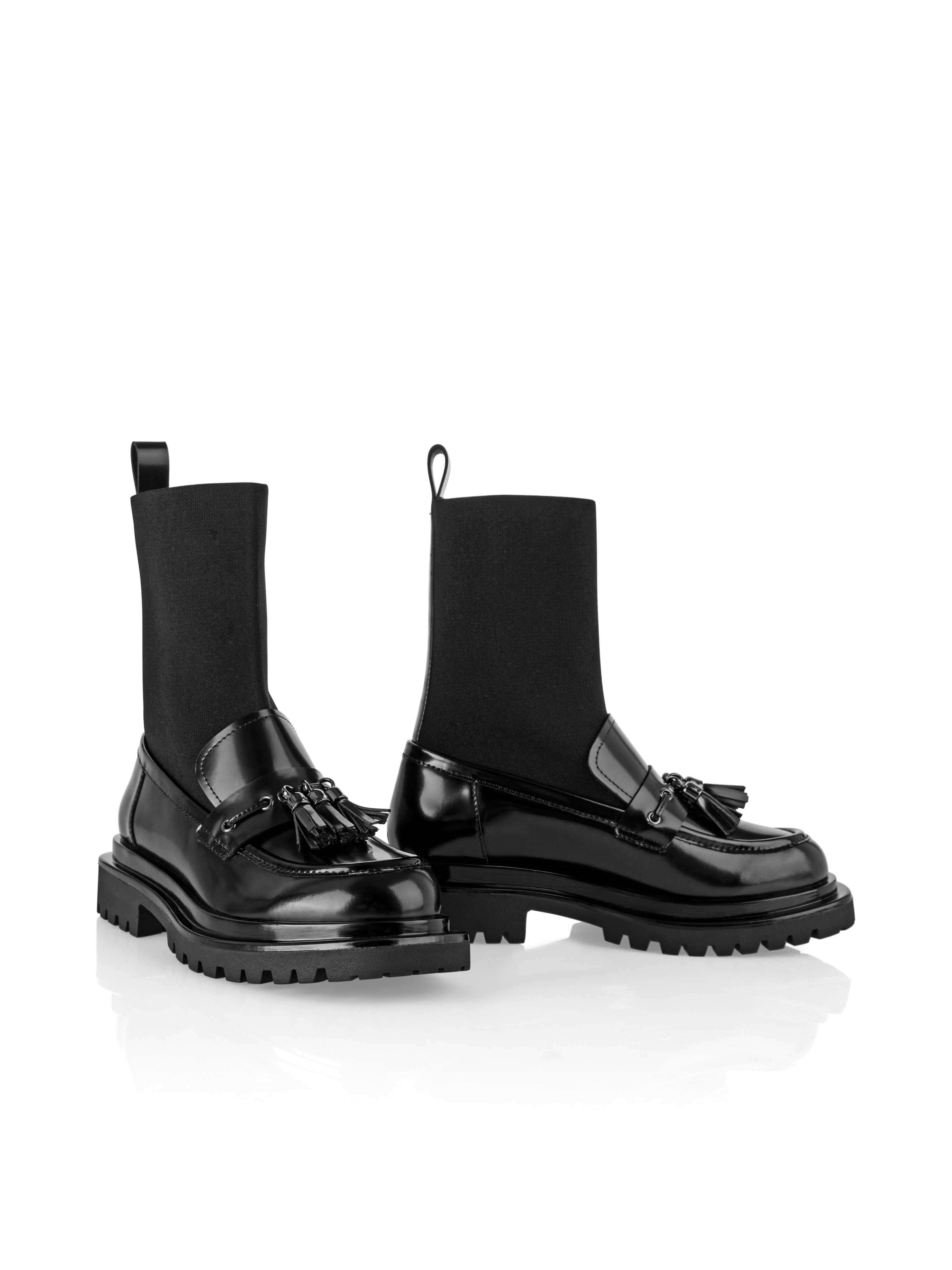 Mokassin-Halbschuh mit Strickschaft