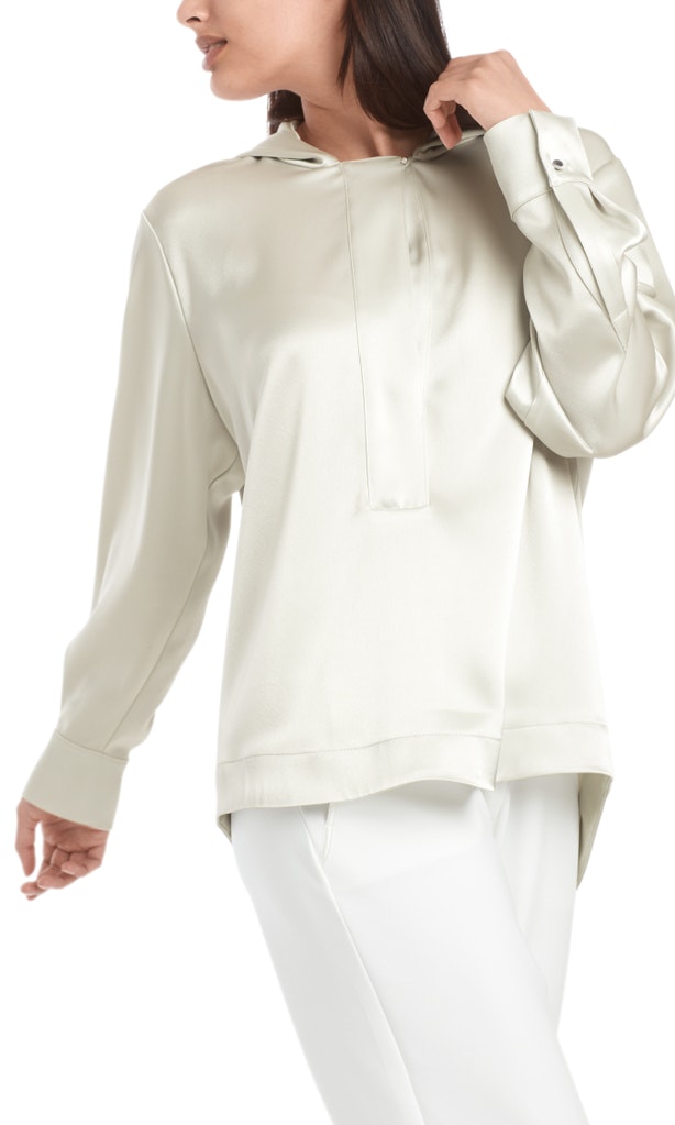 Blusenshirt mit Kapuze aus Satin