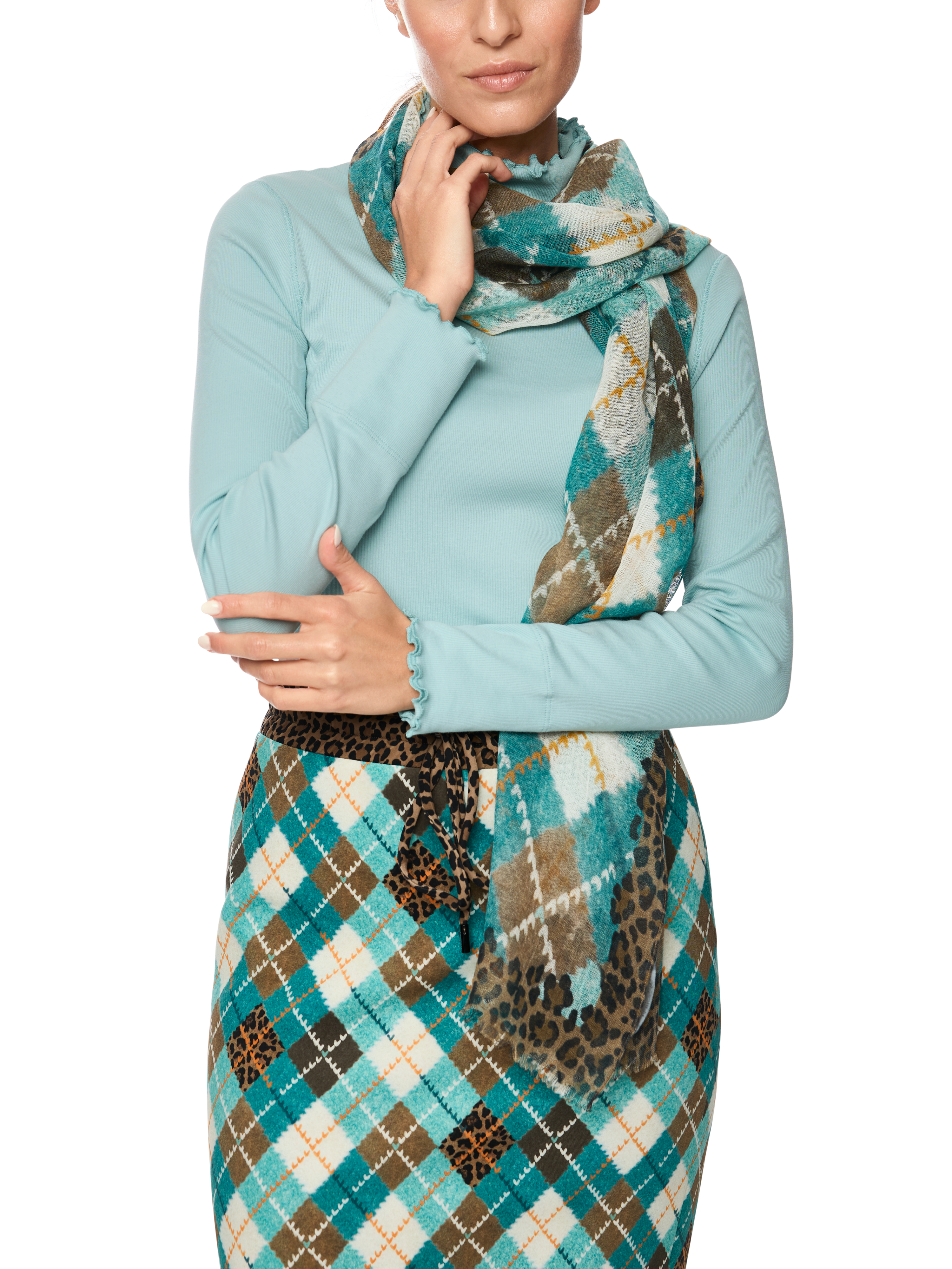 Unifarbenes Langarmshirt mit Rollkragen