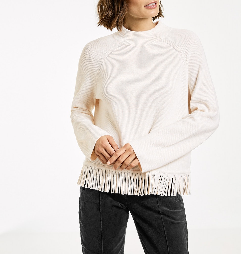 Pullover mit Fransensaum