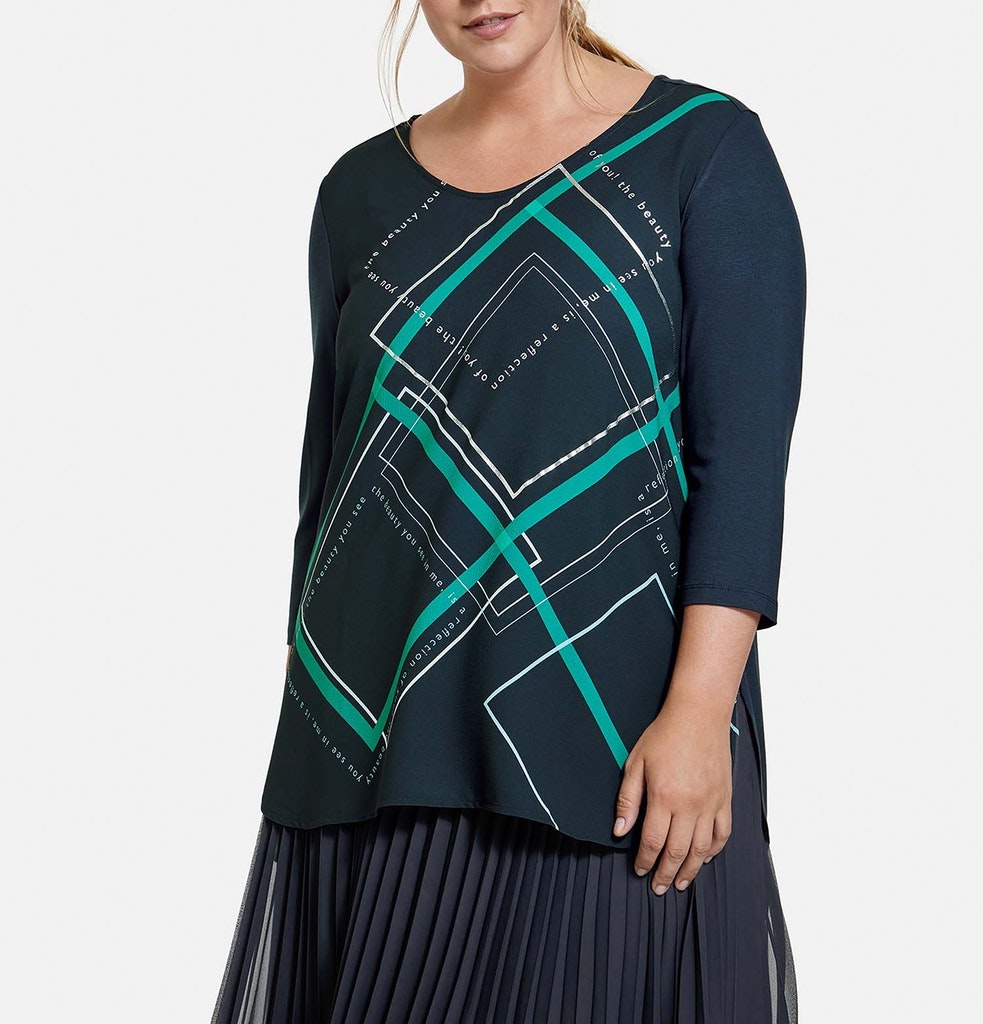 Hüftbedeckendes Shirt mit Karo-Design