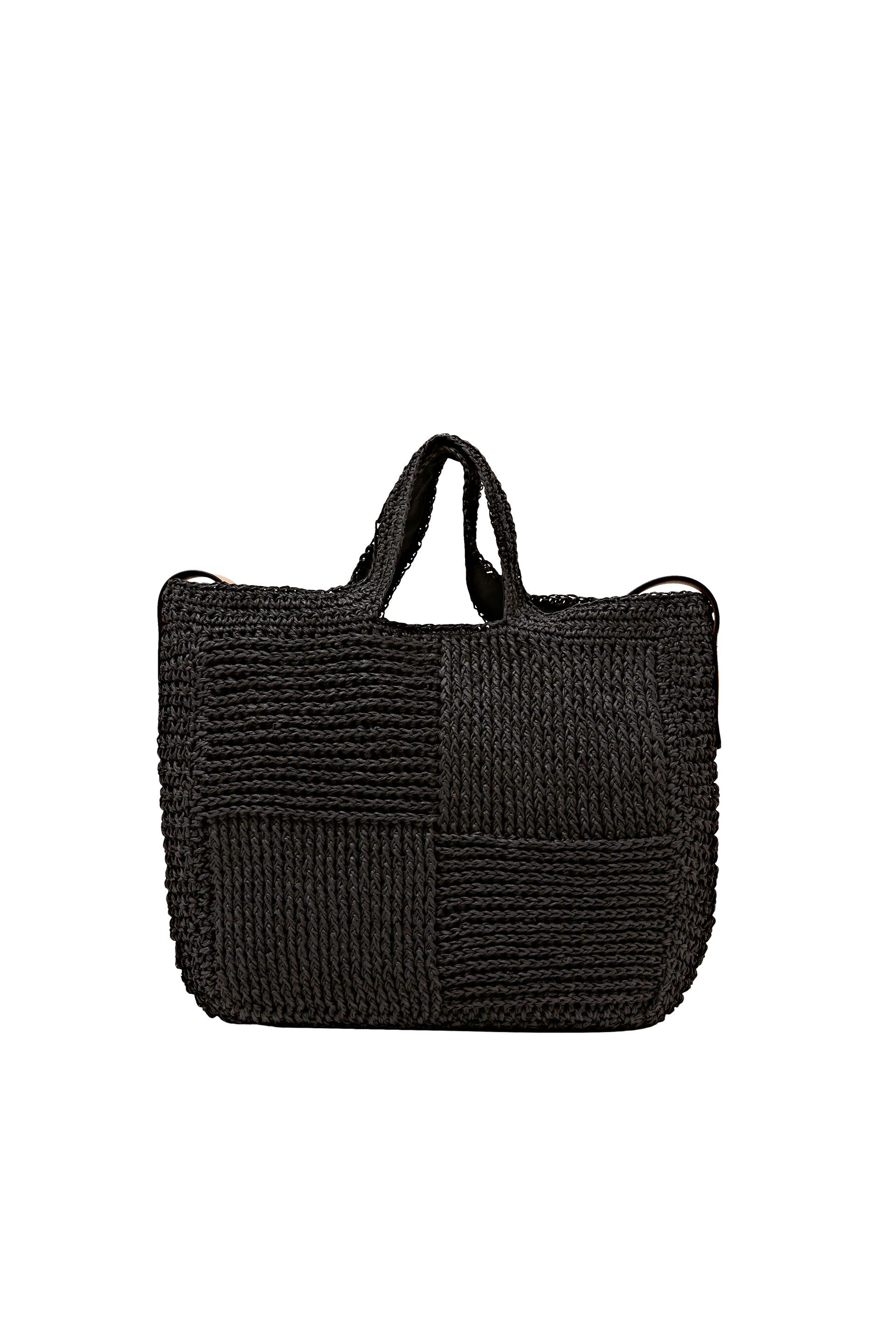 Basttasche mit Henkel in Lederoptik