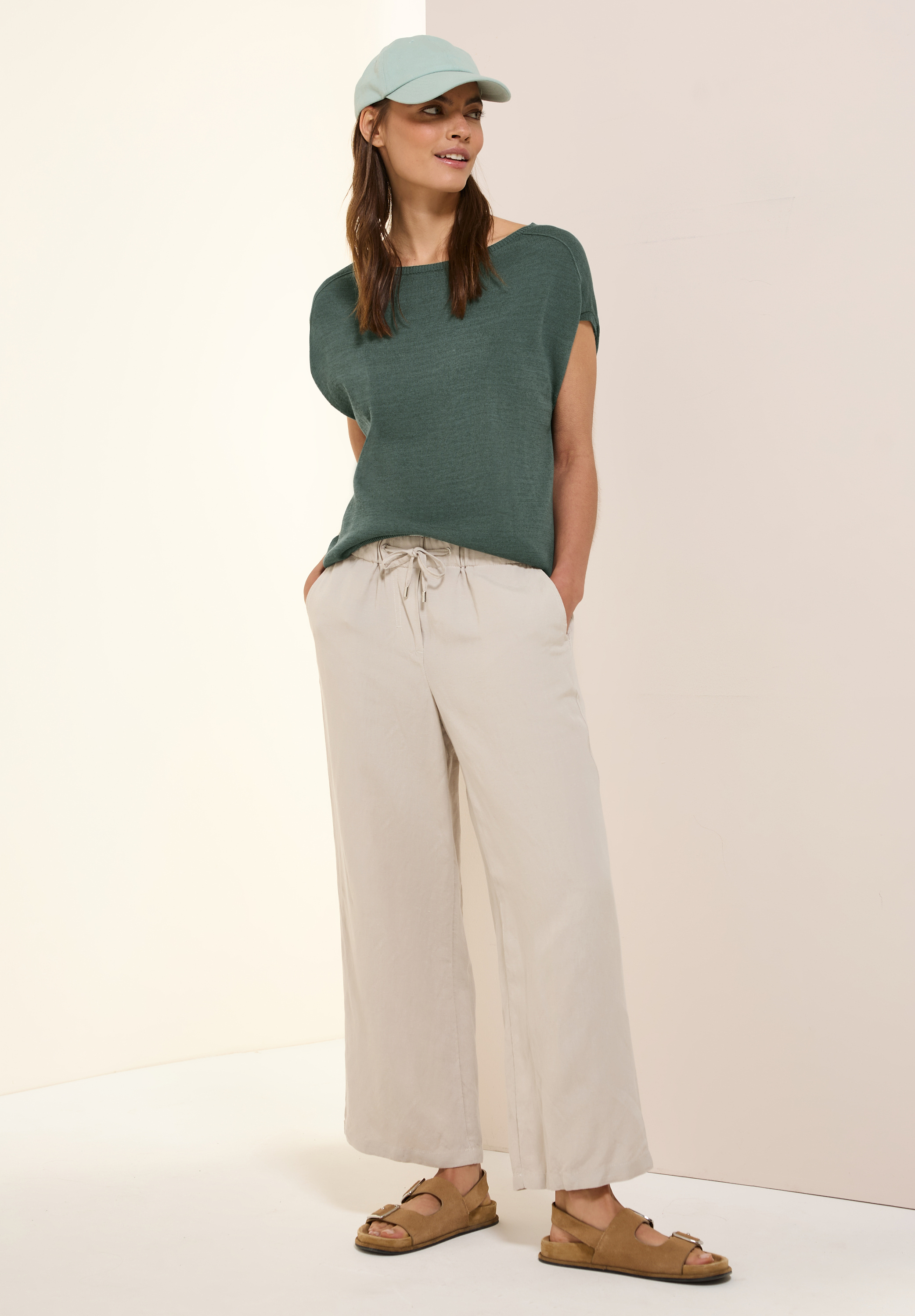 Leinen-Look Strickpullover