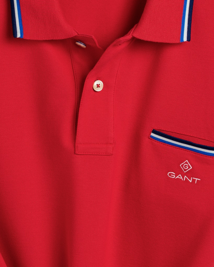 Piqué Rugger Poloshirt mit 3-farbigen Kontraststreifen