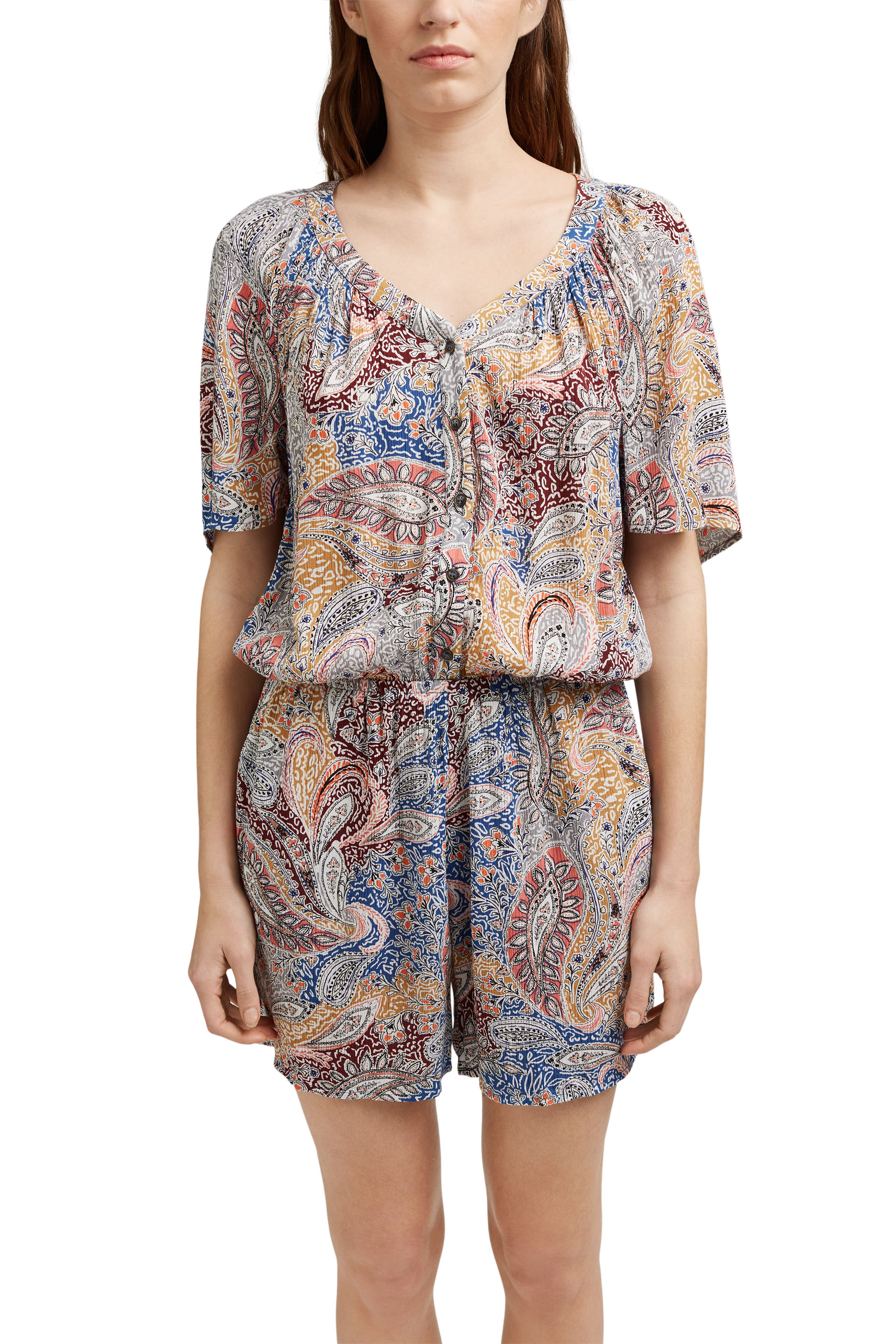 Crinkle-Jumpsuit mit Paisley-Print