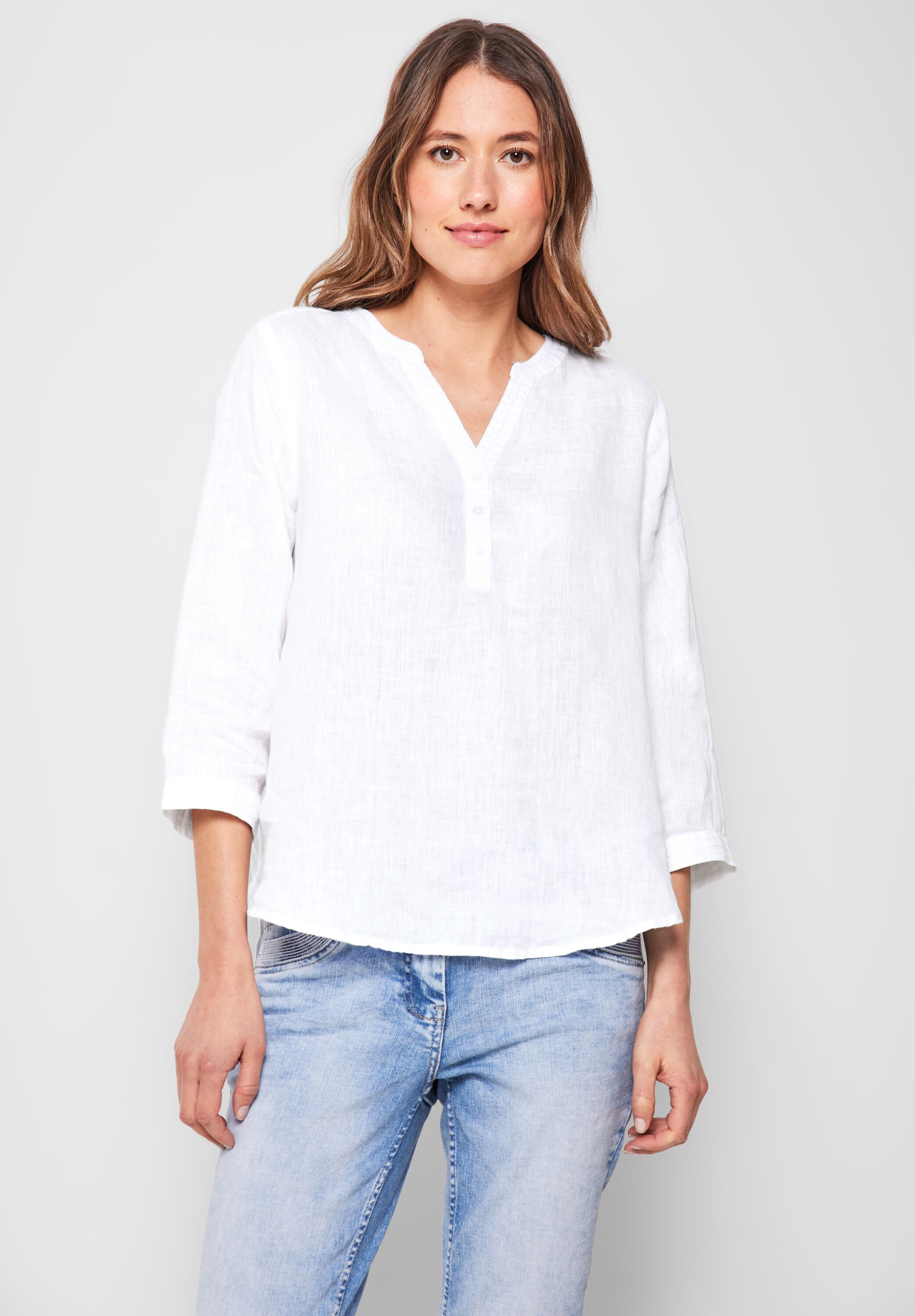 Leinenbluse in Unifarbe