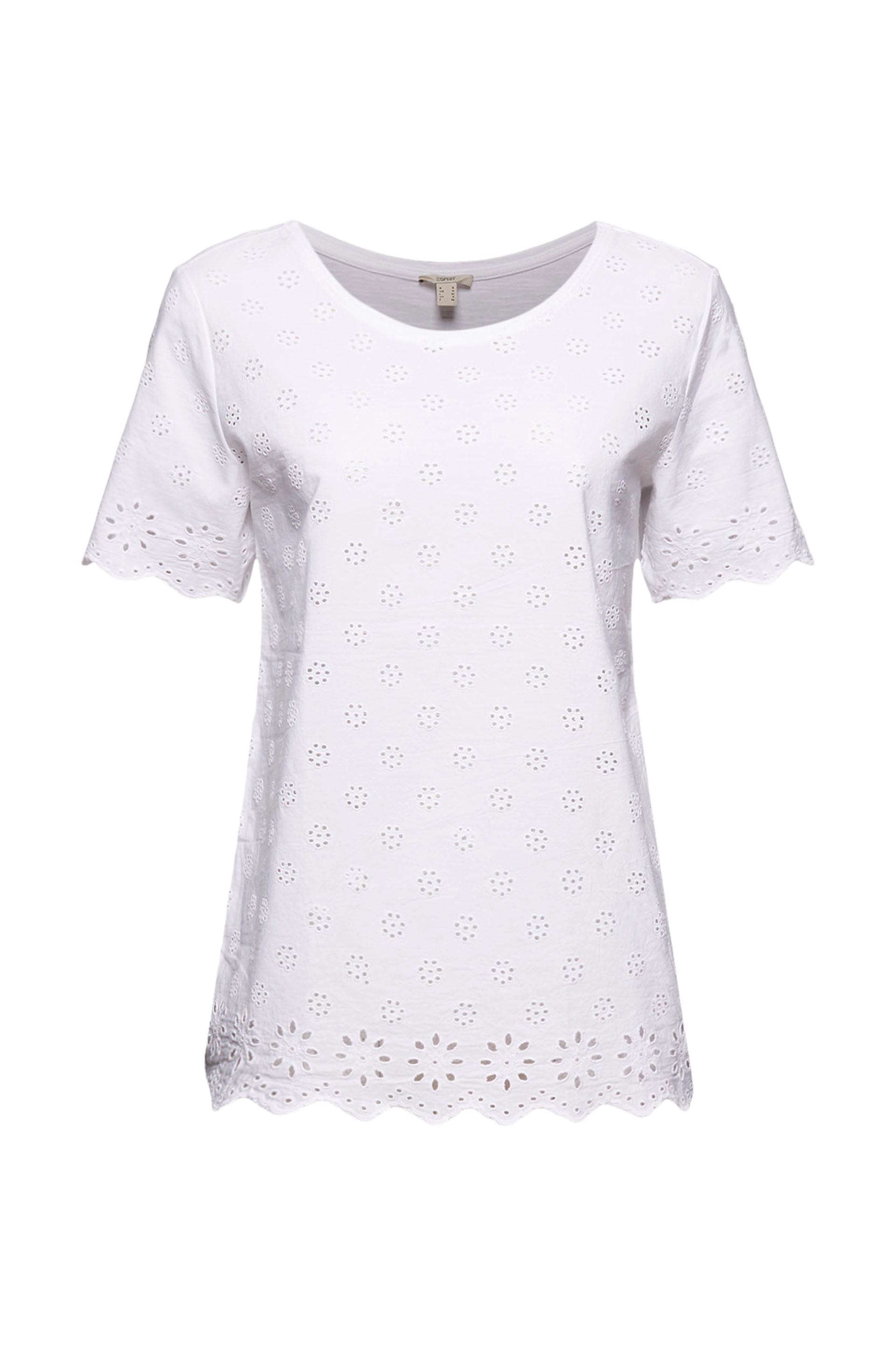 Mit TENCEL™: T-Shirt mit Lochstickerei