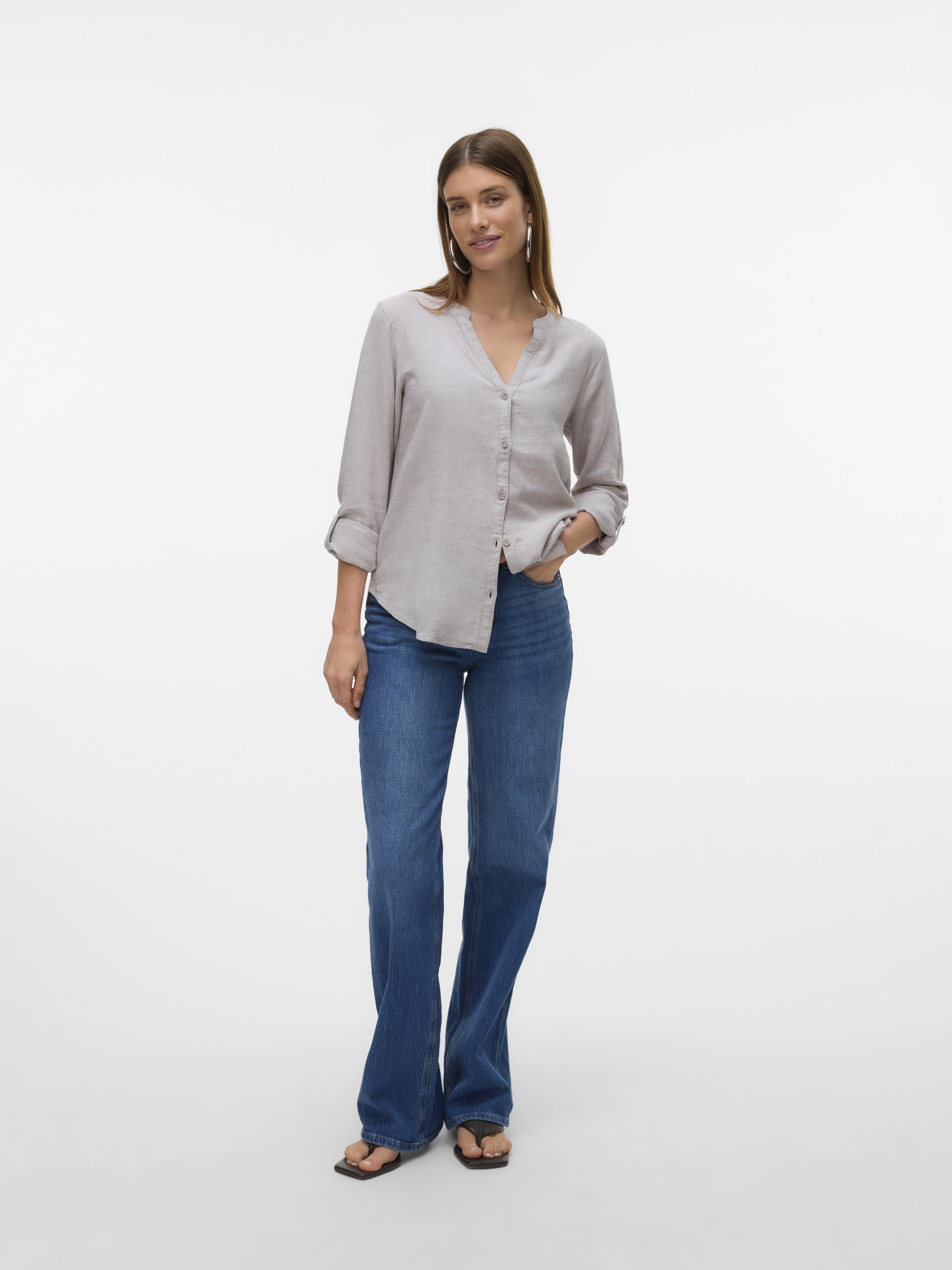 VMLINN LS V-NECK SHIRT WVN NOOS