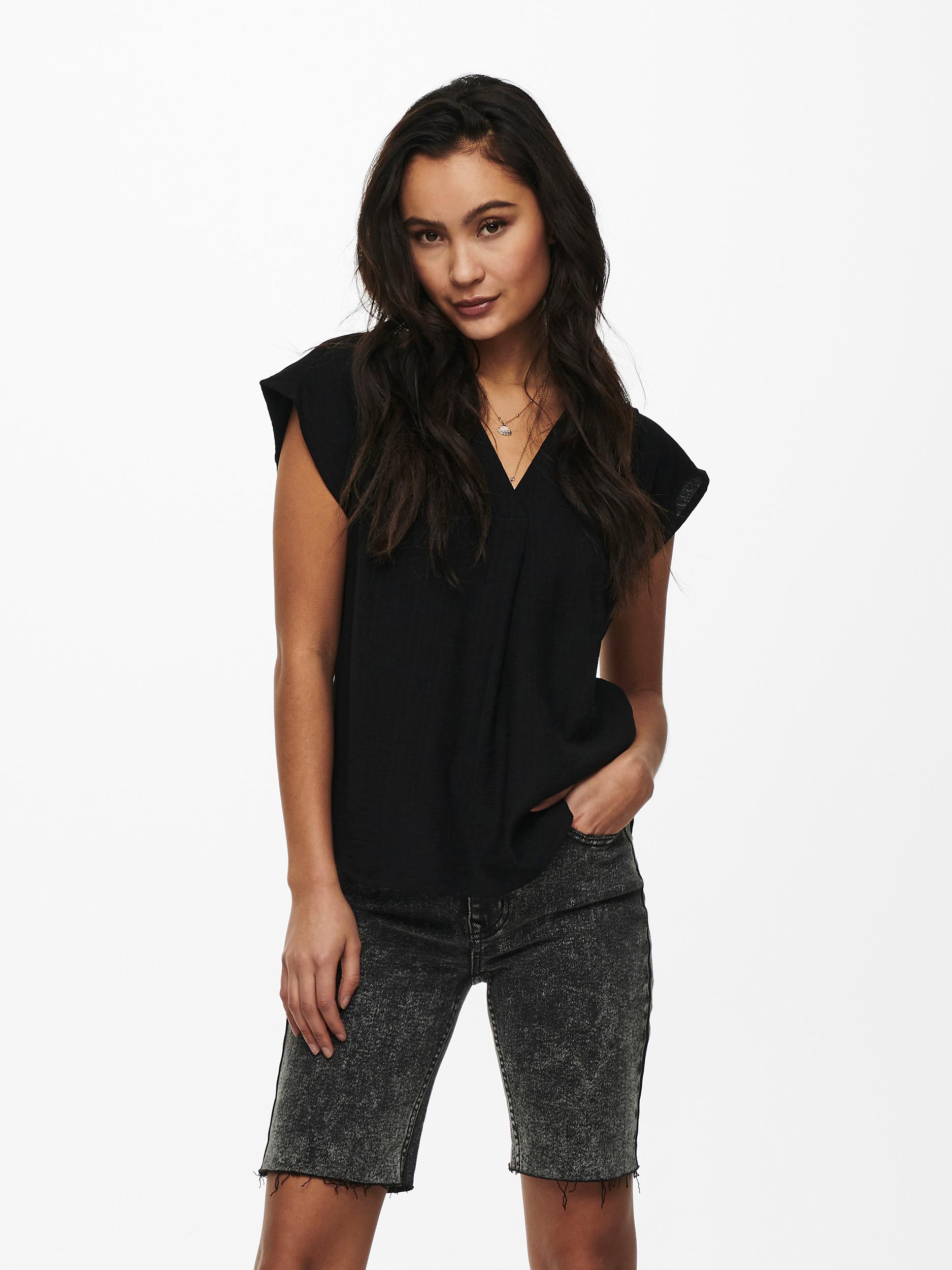 ONLJOSEY S/S V-NECK TOP WVN