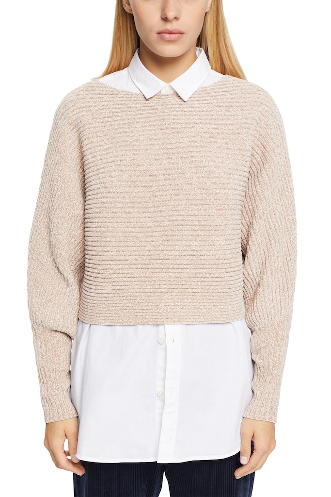 Chenille-Pullover mit Fledermausärmeln