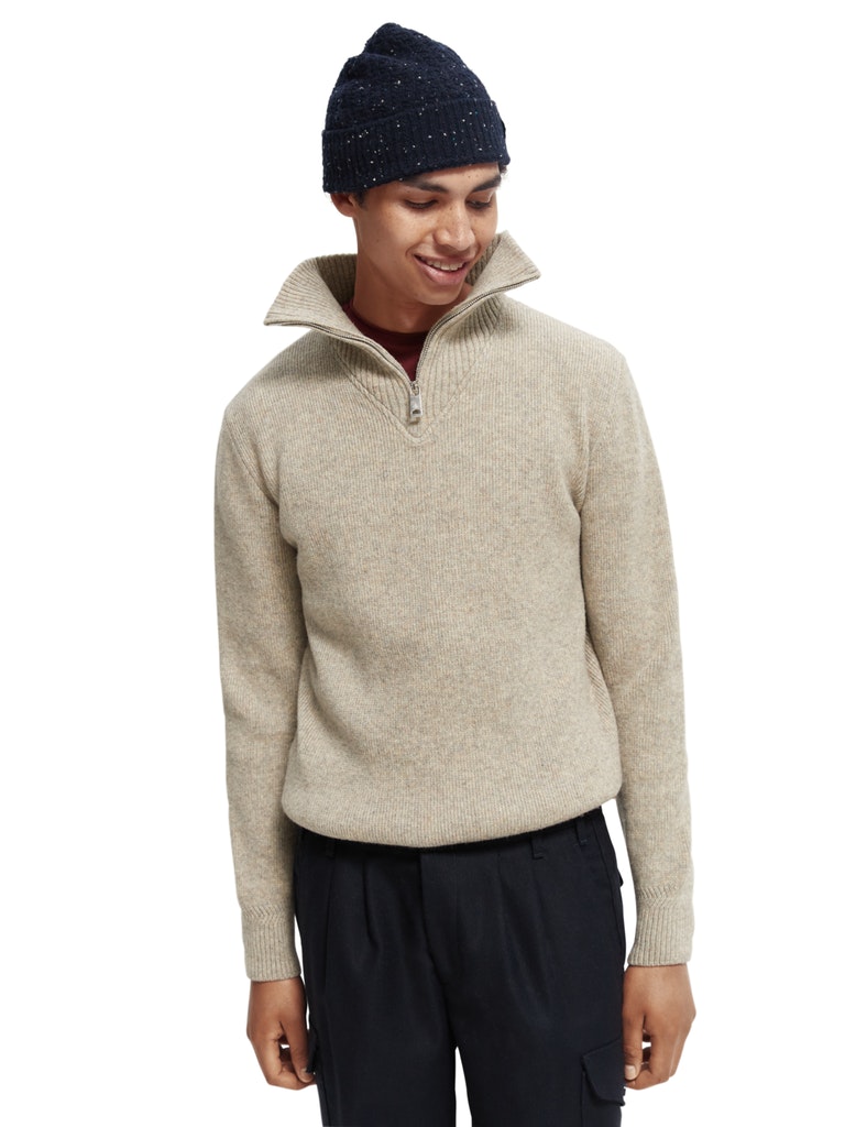 Wool-blend half-zip pullover