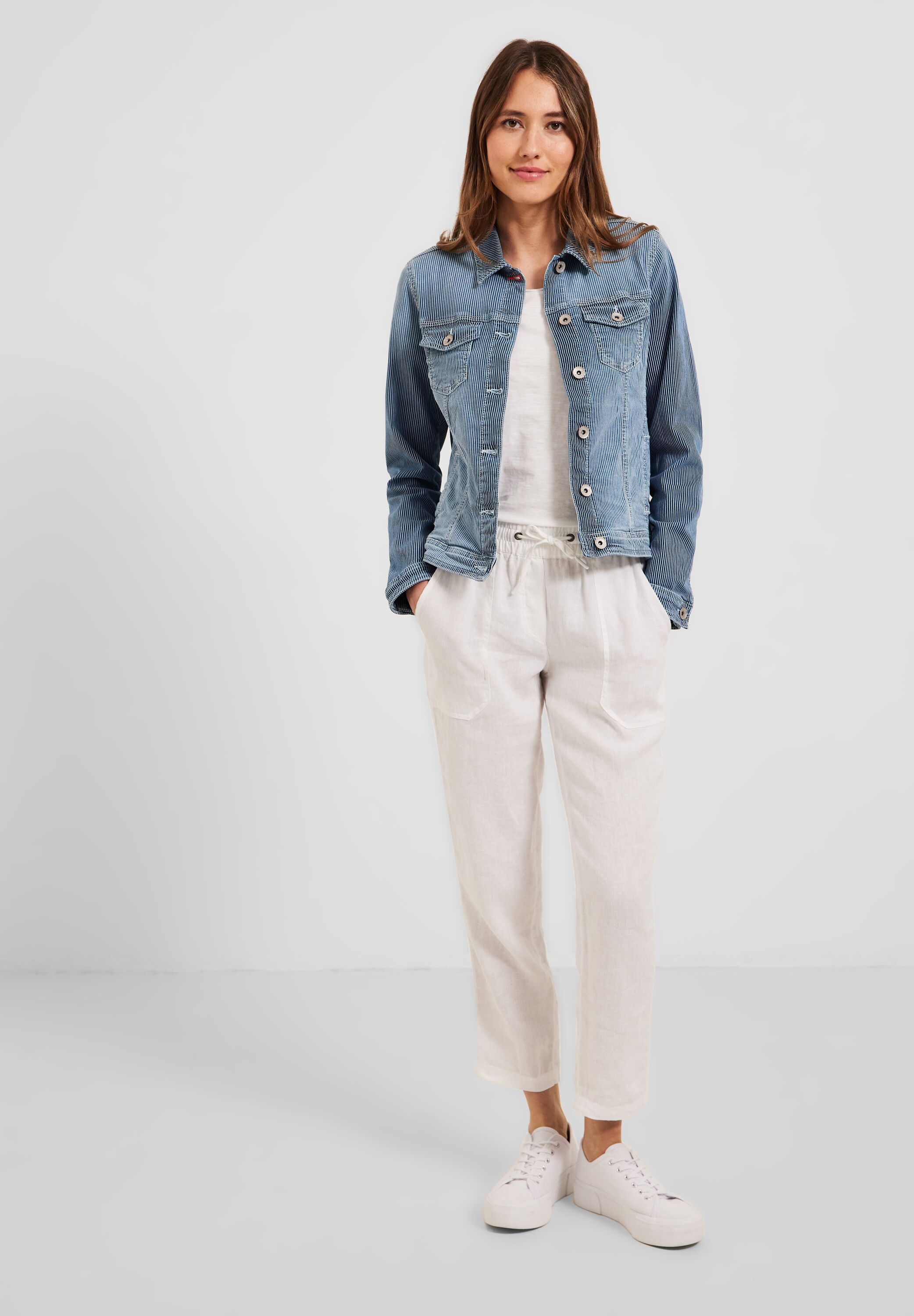 Gestreifte Jeansjacke
