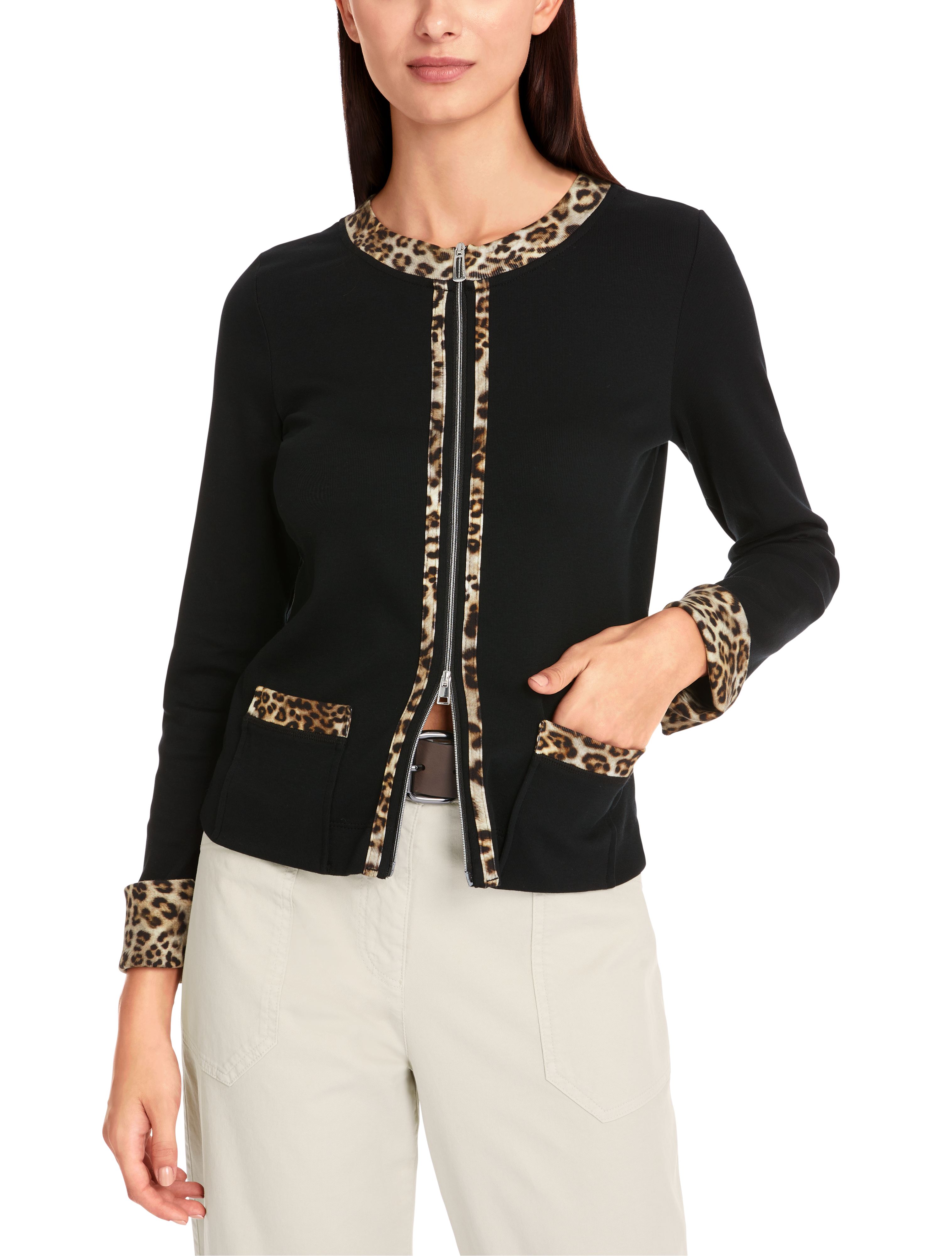 Zippjacke aus Baumwoll-Jersey