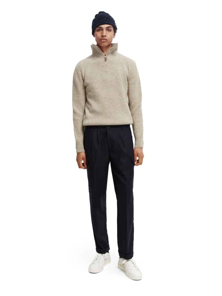 Wool-blend half-zip pullover