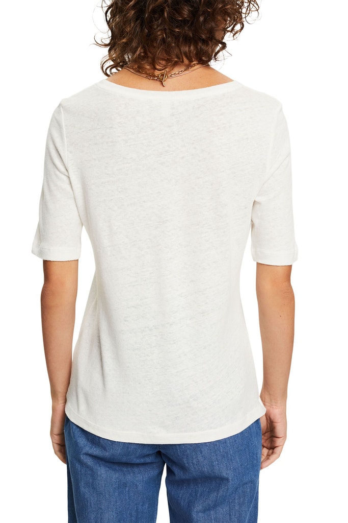 Mit Leinen: unifarbenes T-Shirt