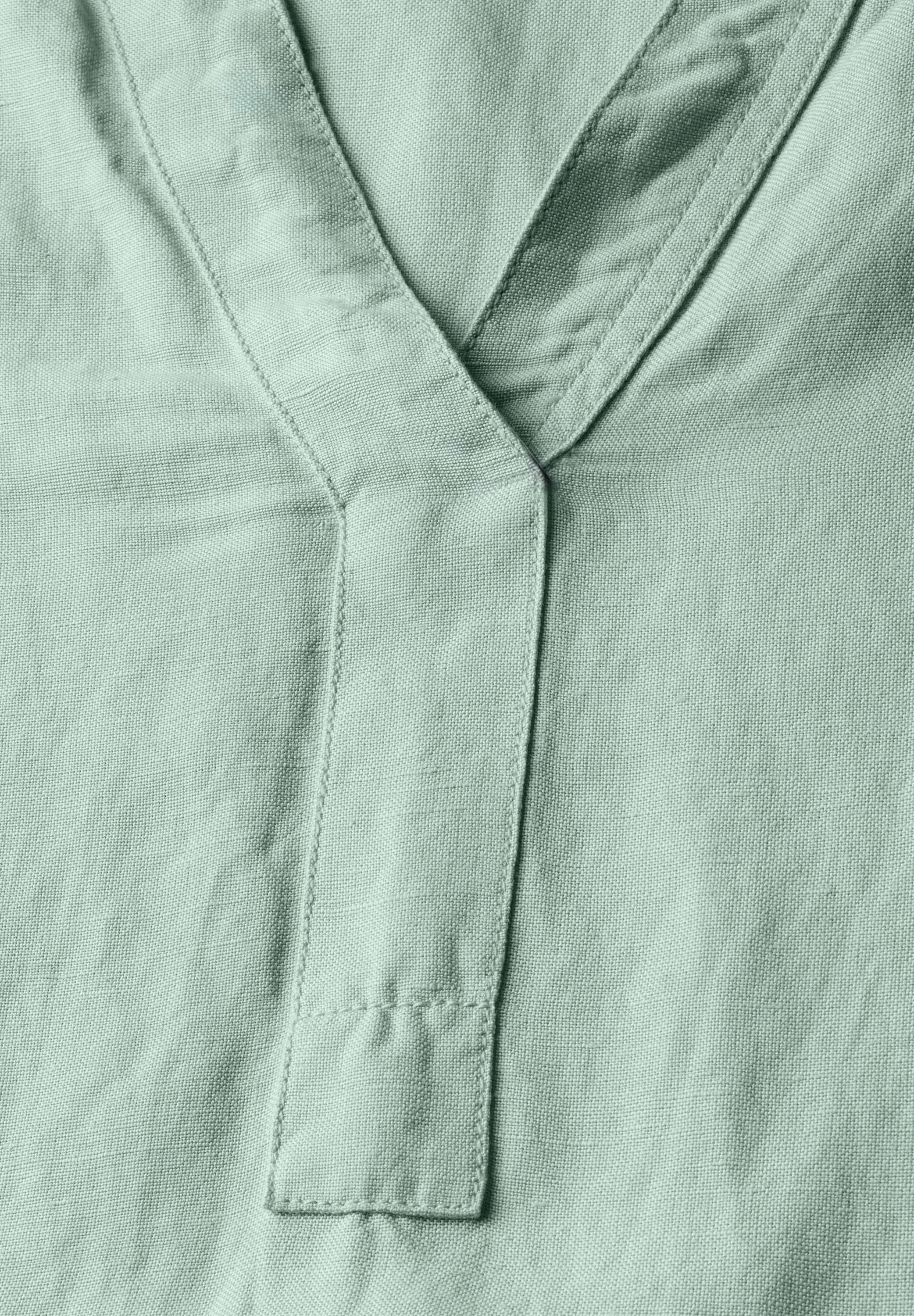 Split Neck Leinenmix Kleid