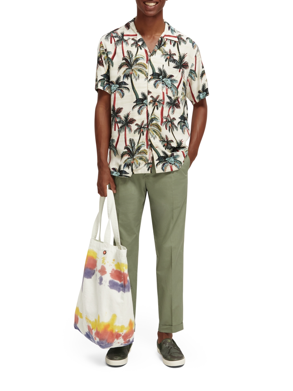 Short sleeved printed camp shirt