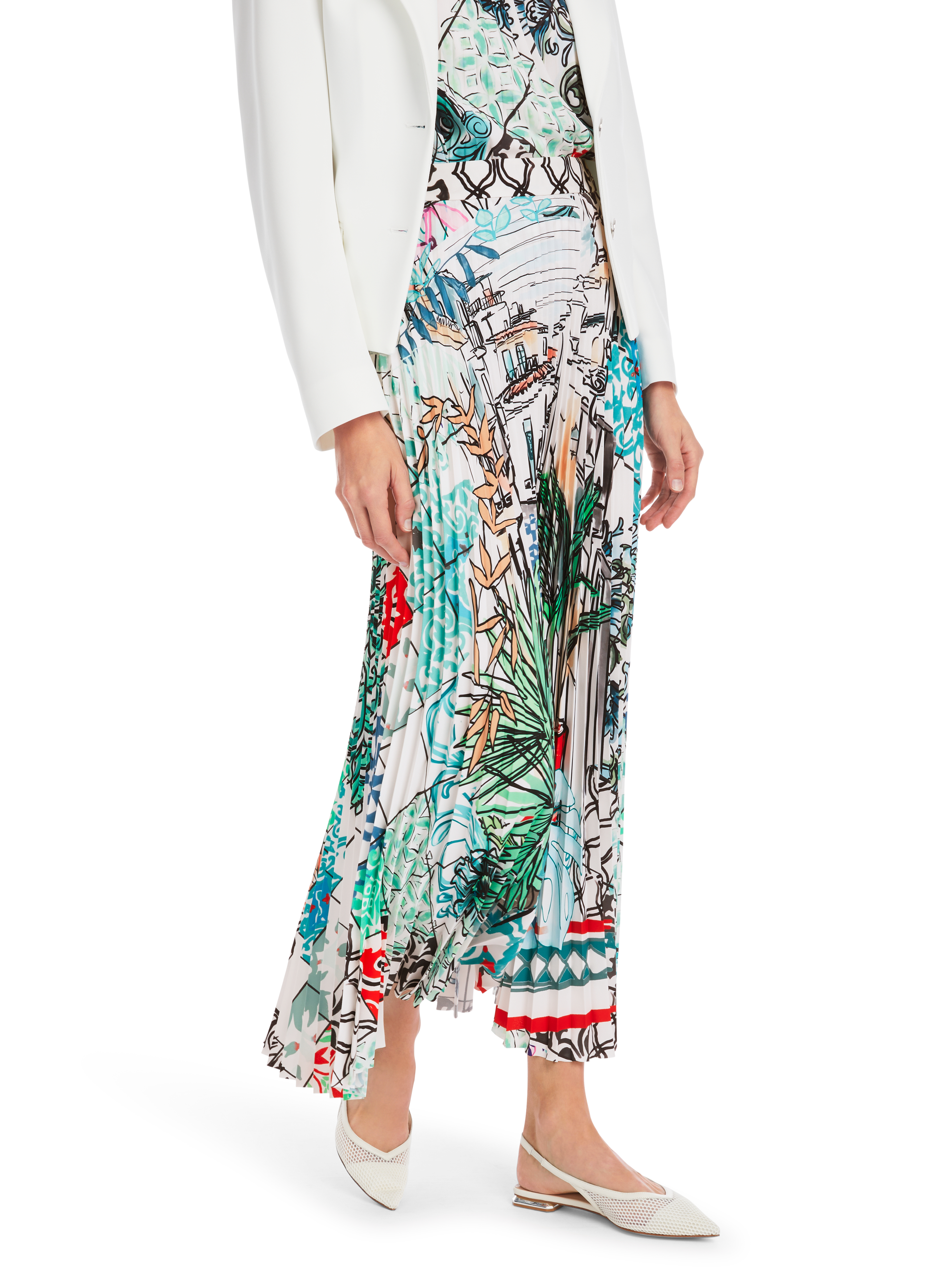Midi Plissee Rock - mit Print