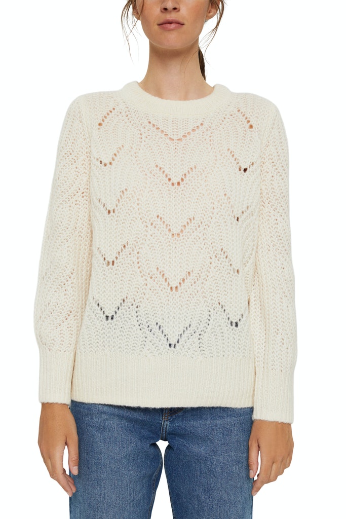 Mit Wolle und Alpaka: Pointelle-Pullover