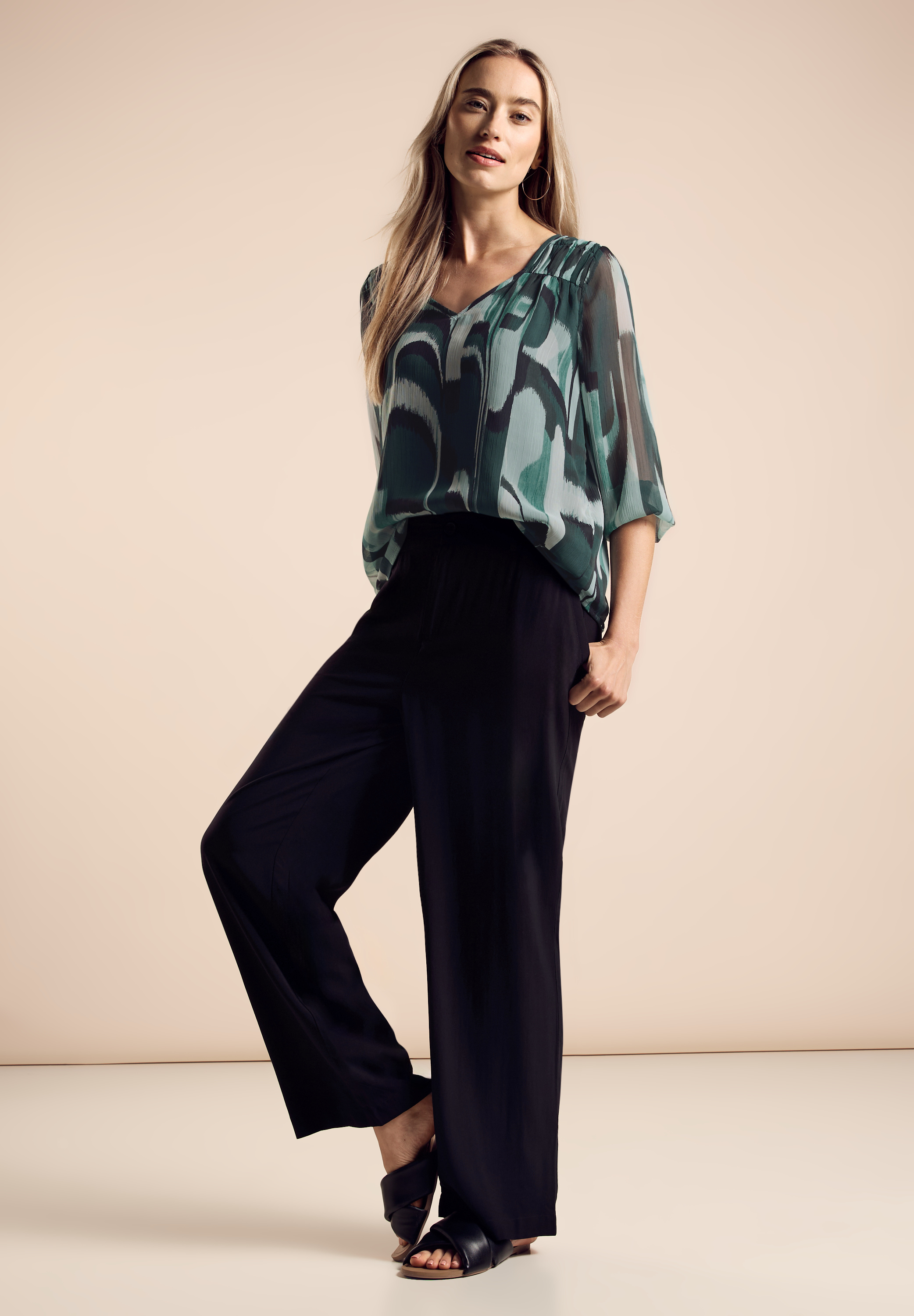Chiffon-Tunika mit Print