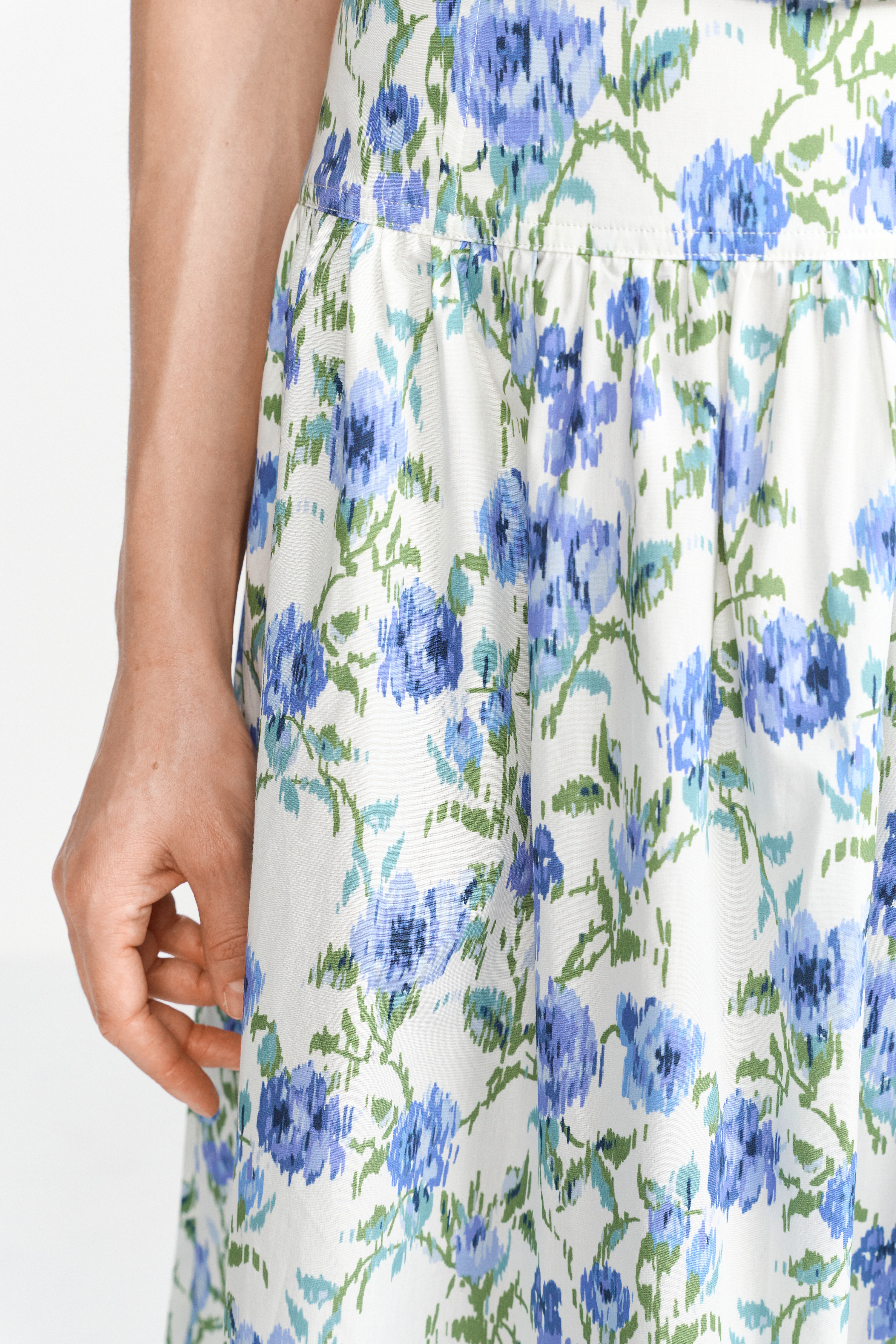 Printed cotton midi skirt