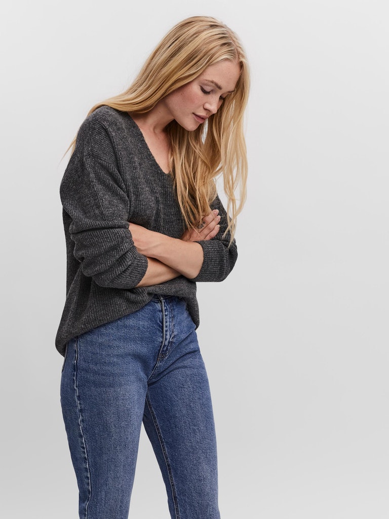 VMCREWLEFILE LS V-NECK BLOUSE NOOS