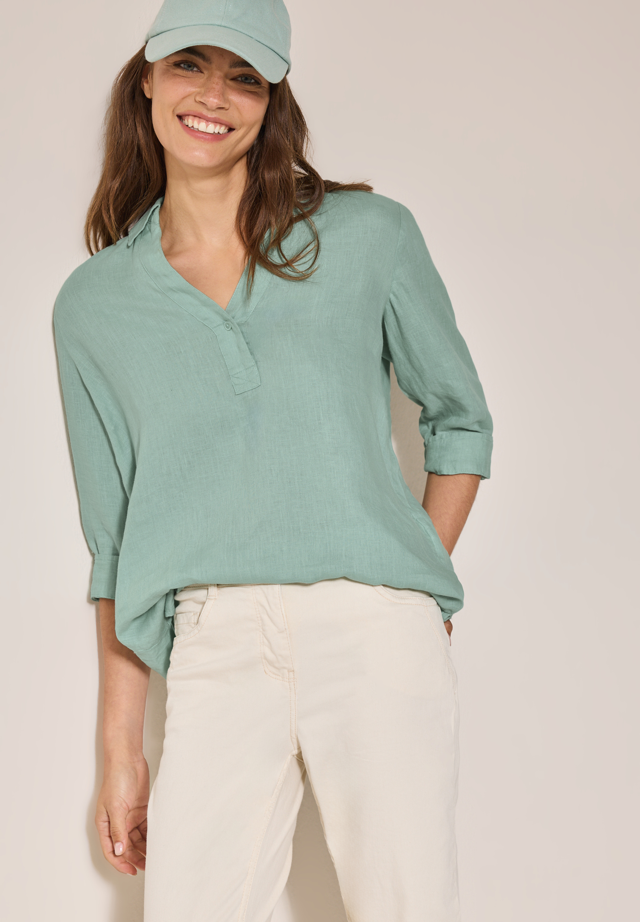 Leinen-Longbluse
