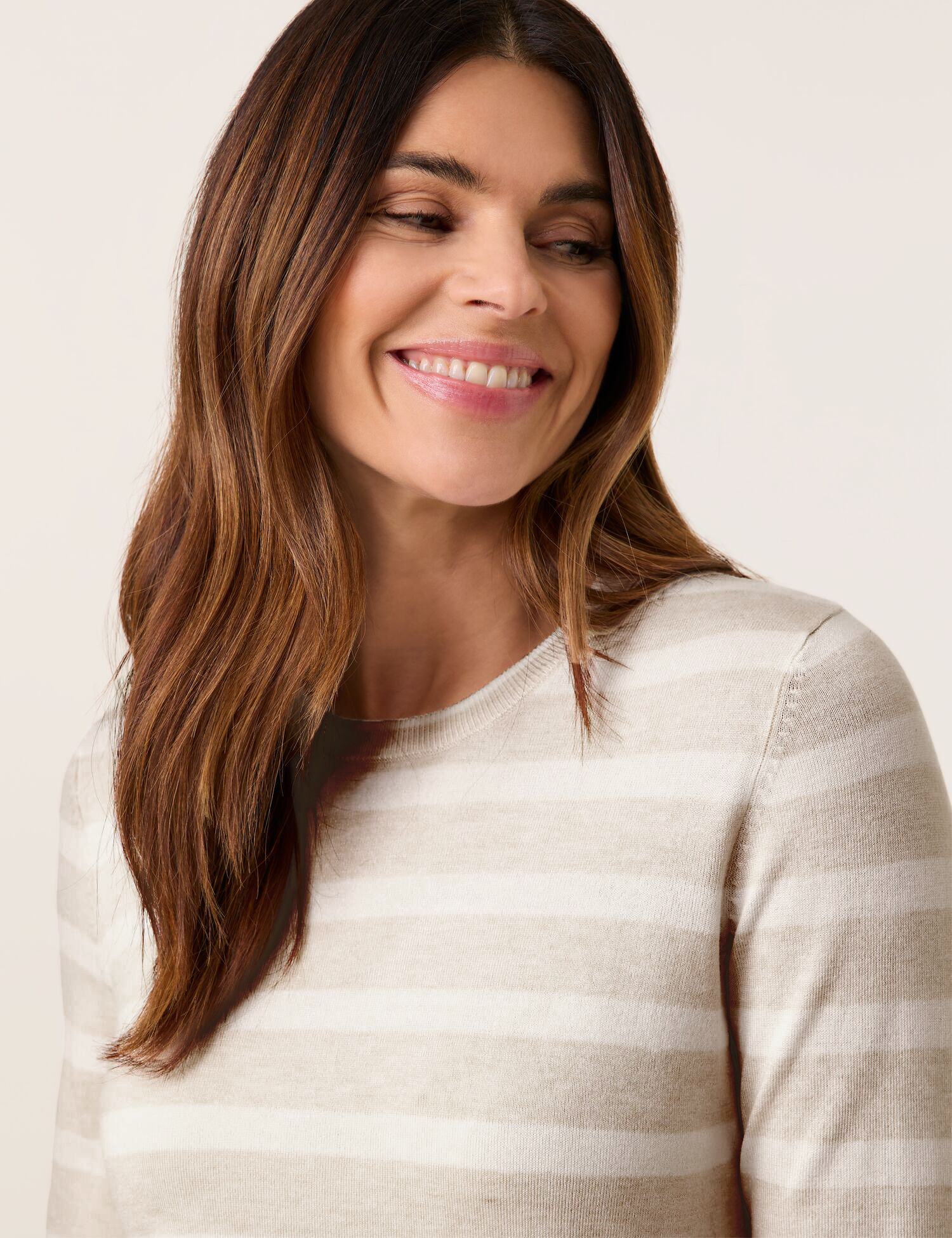 Geringelter 3/4 Arm Pullover