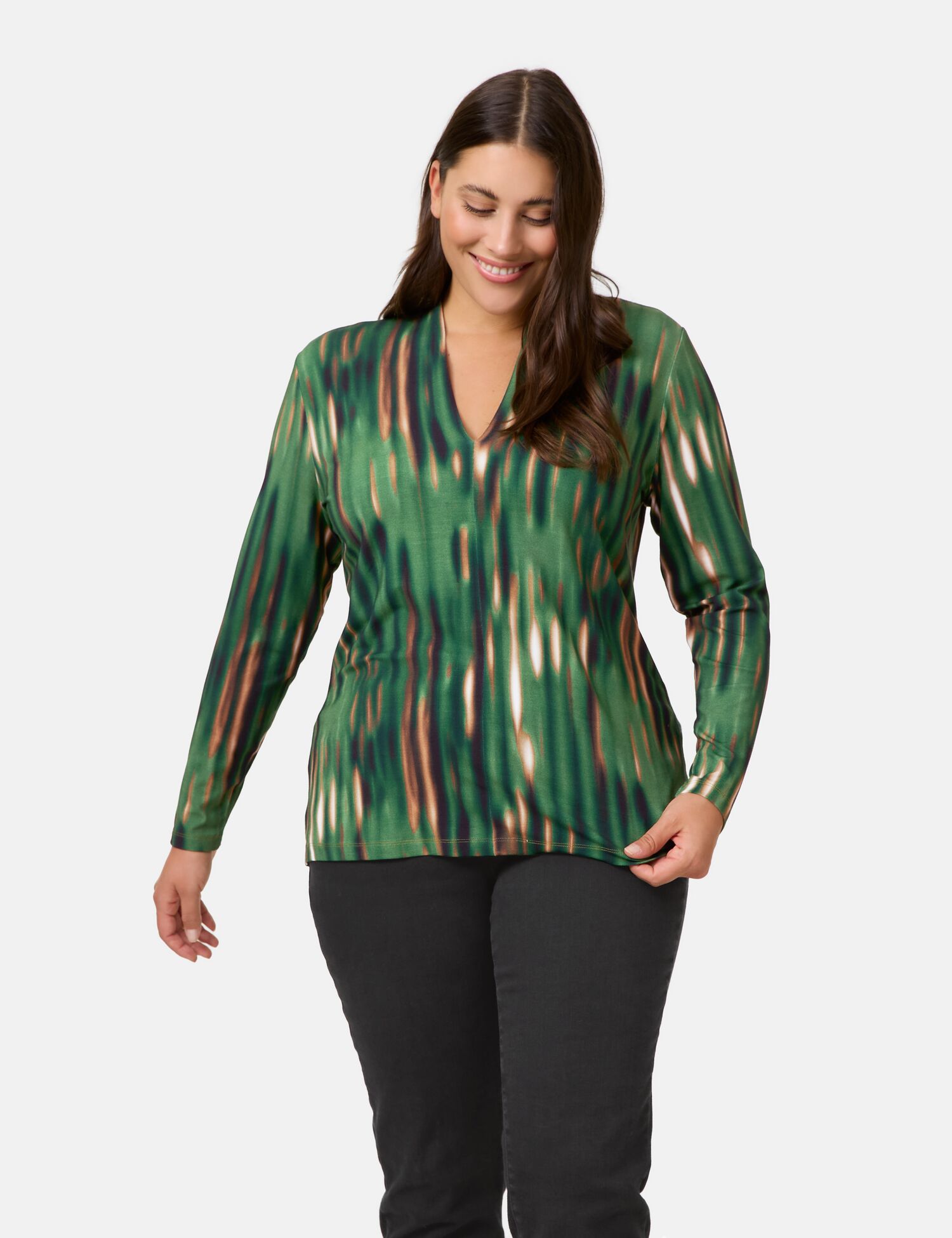 Langarmshirt mit Kelchkragen