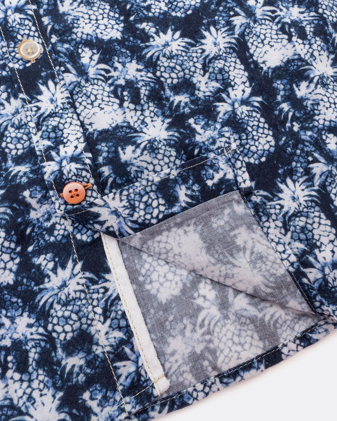 Shirt, Blue Pineapples Print