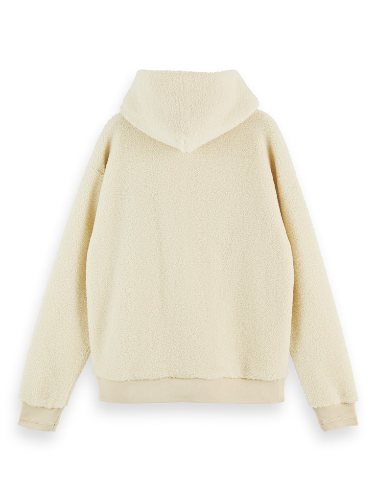 Sherpa hoodie with chest embroidery