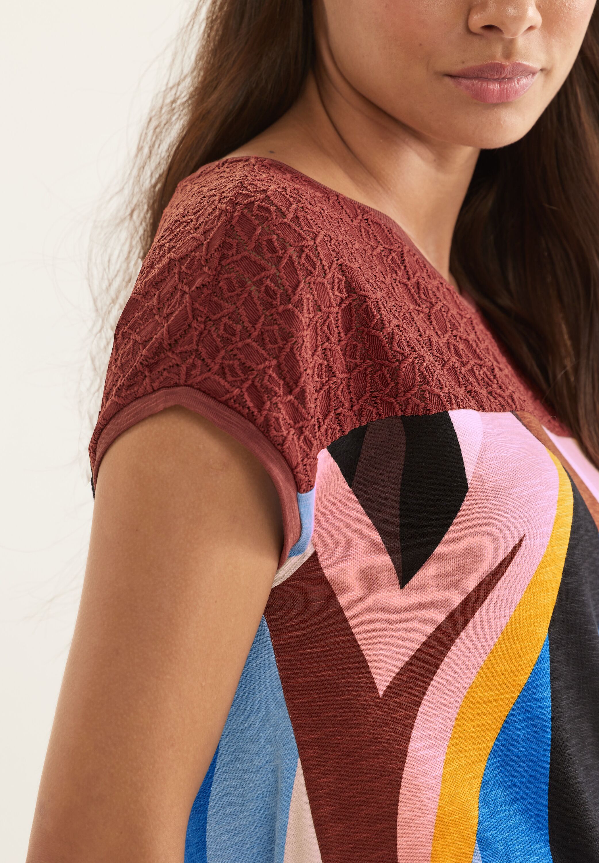 Print Spitzen T-Shirt