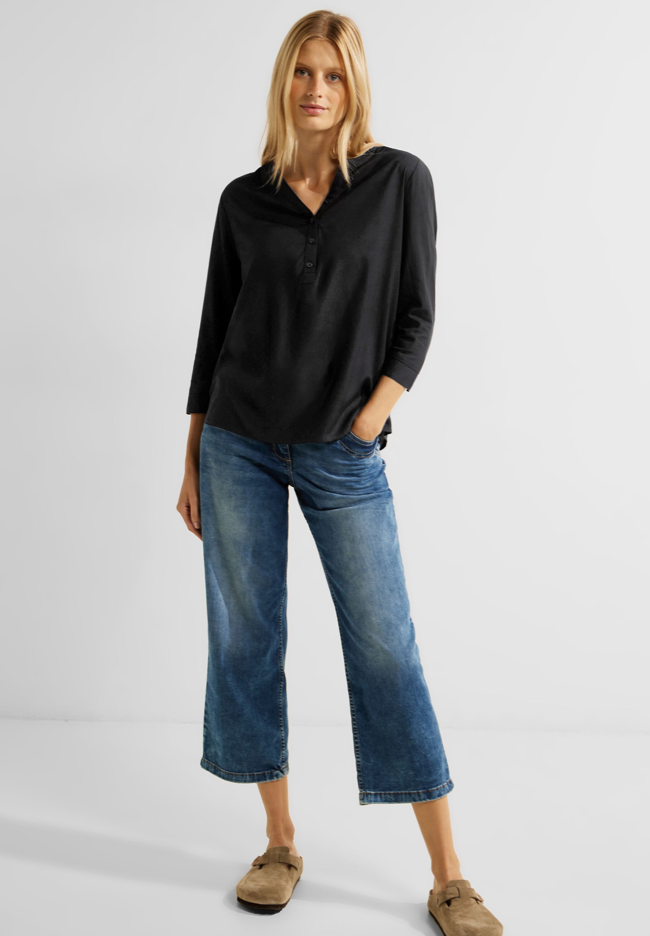 Viskose Bluse in Unifarbe