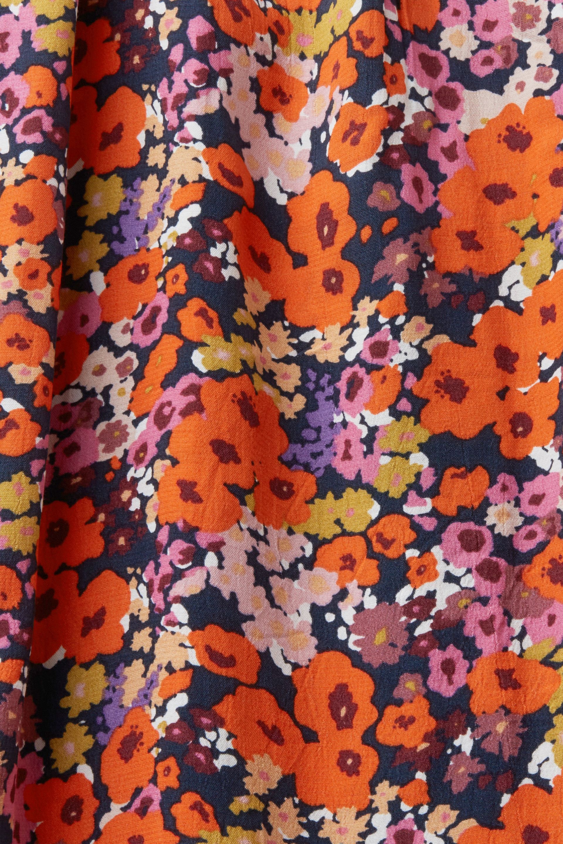 Kurzärmeliges Midikleid mit Blumenmuster