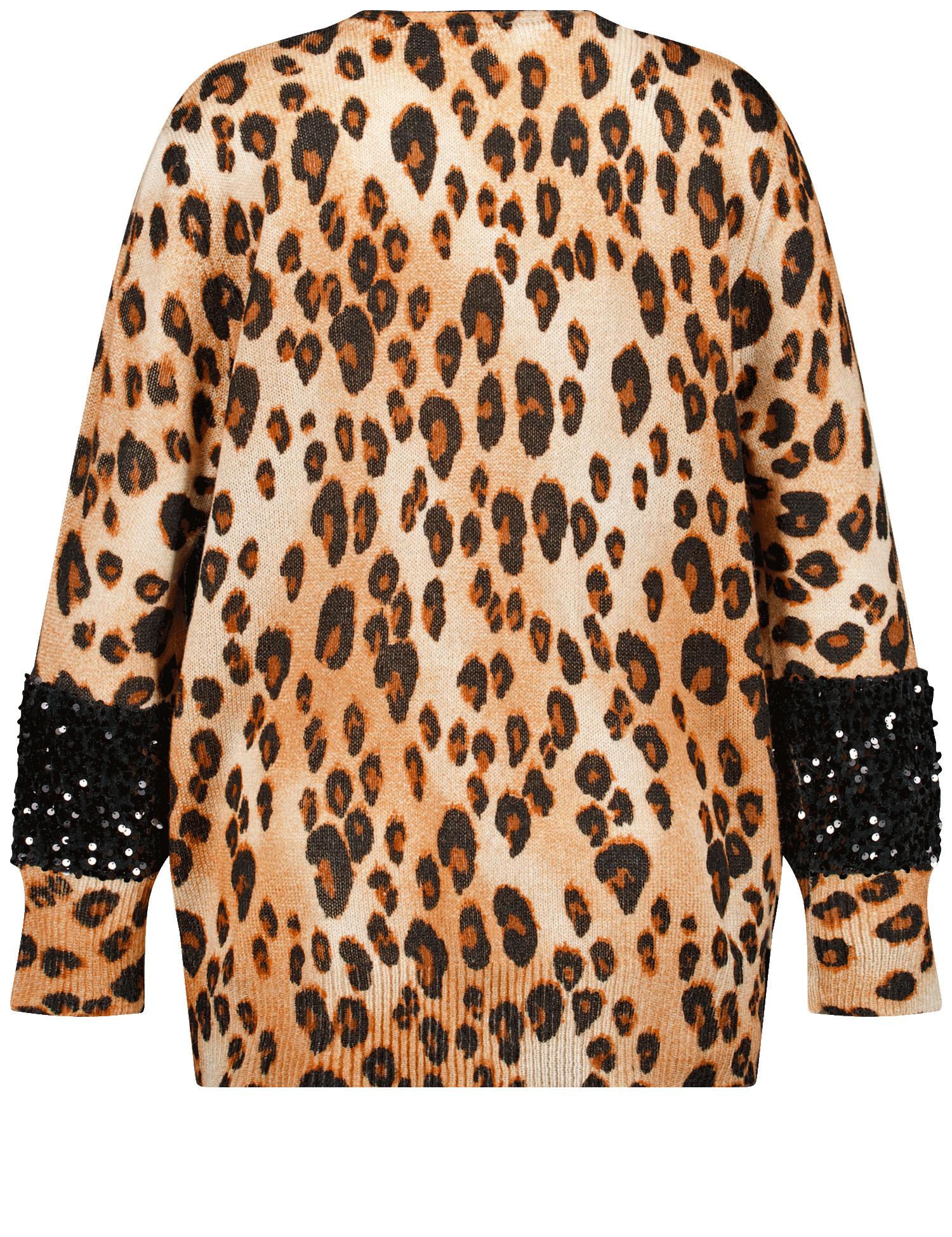 Strickjacke mit Leo-Print und Pailletten