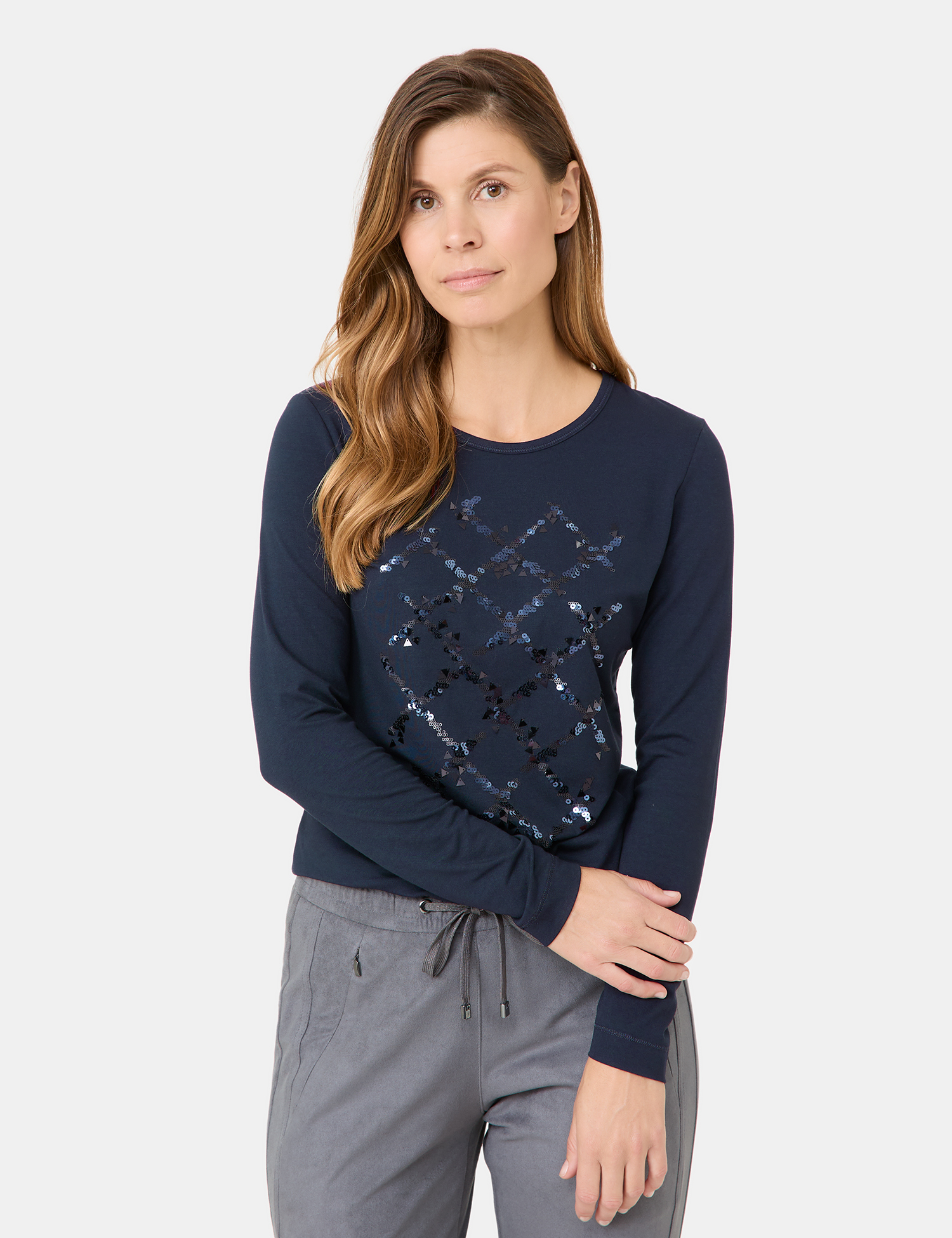 Langarmshirt mit Paillettenzier
