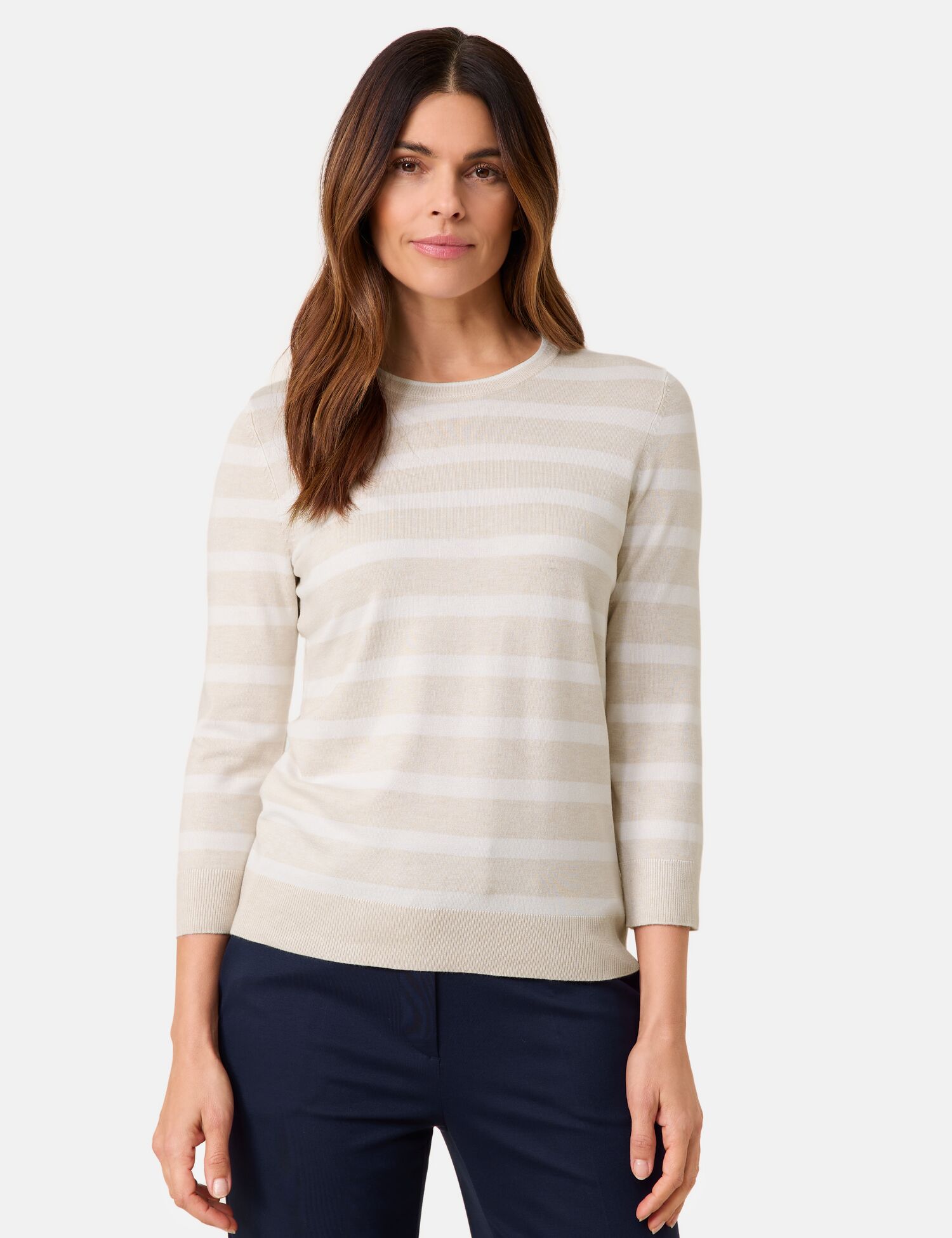 Geringelter 3/4 Arm Pullover