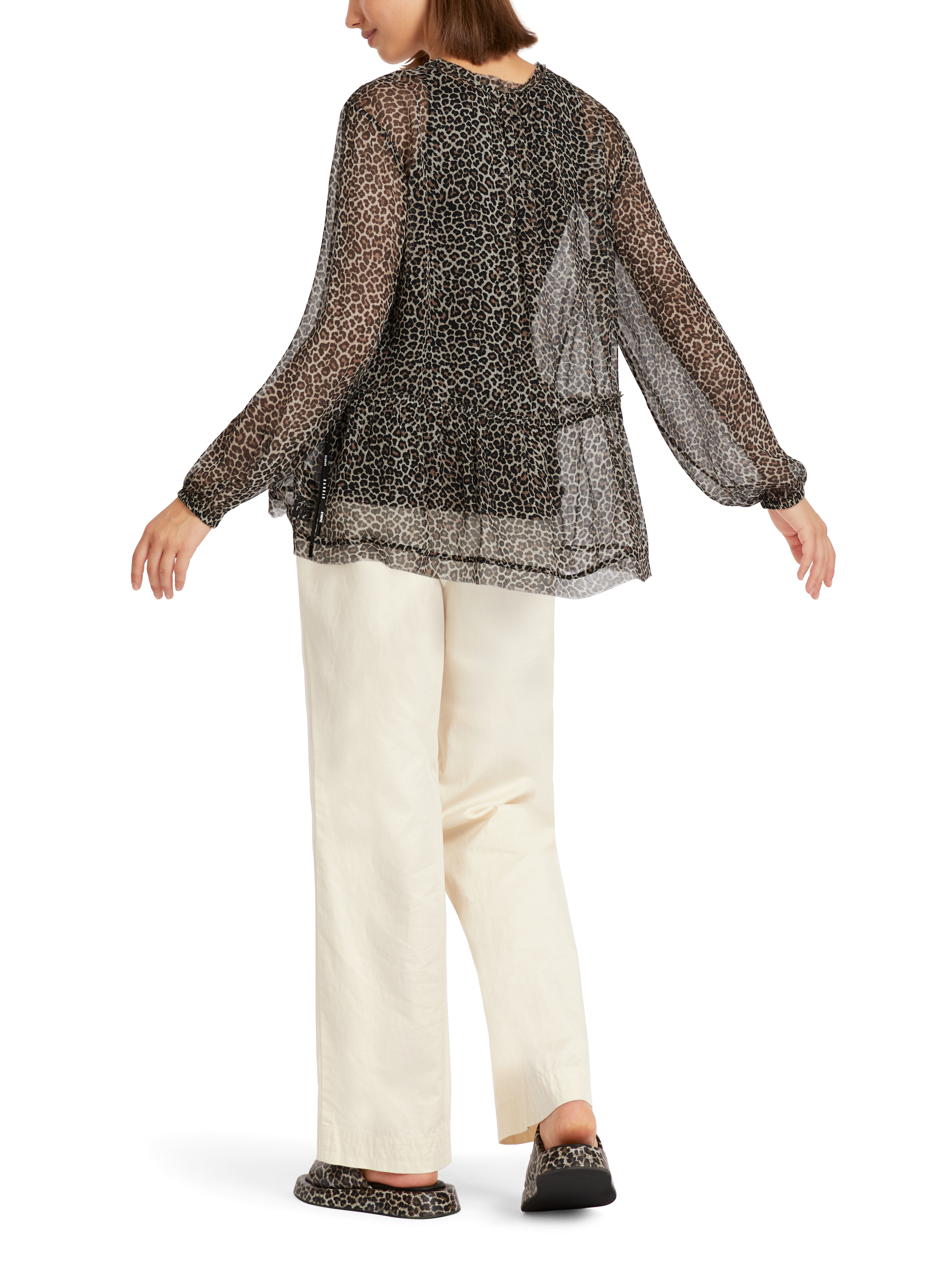 Oversized Viskose-Shirt mit Leo-Print