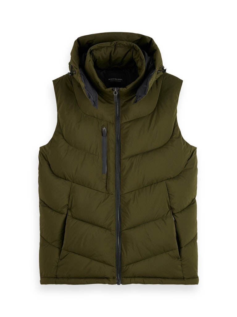 Quilted hooded bodywarmer with Repreve® filling