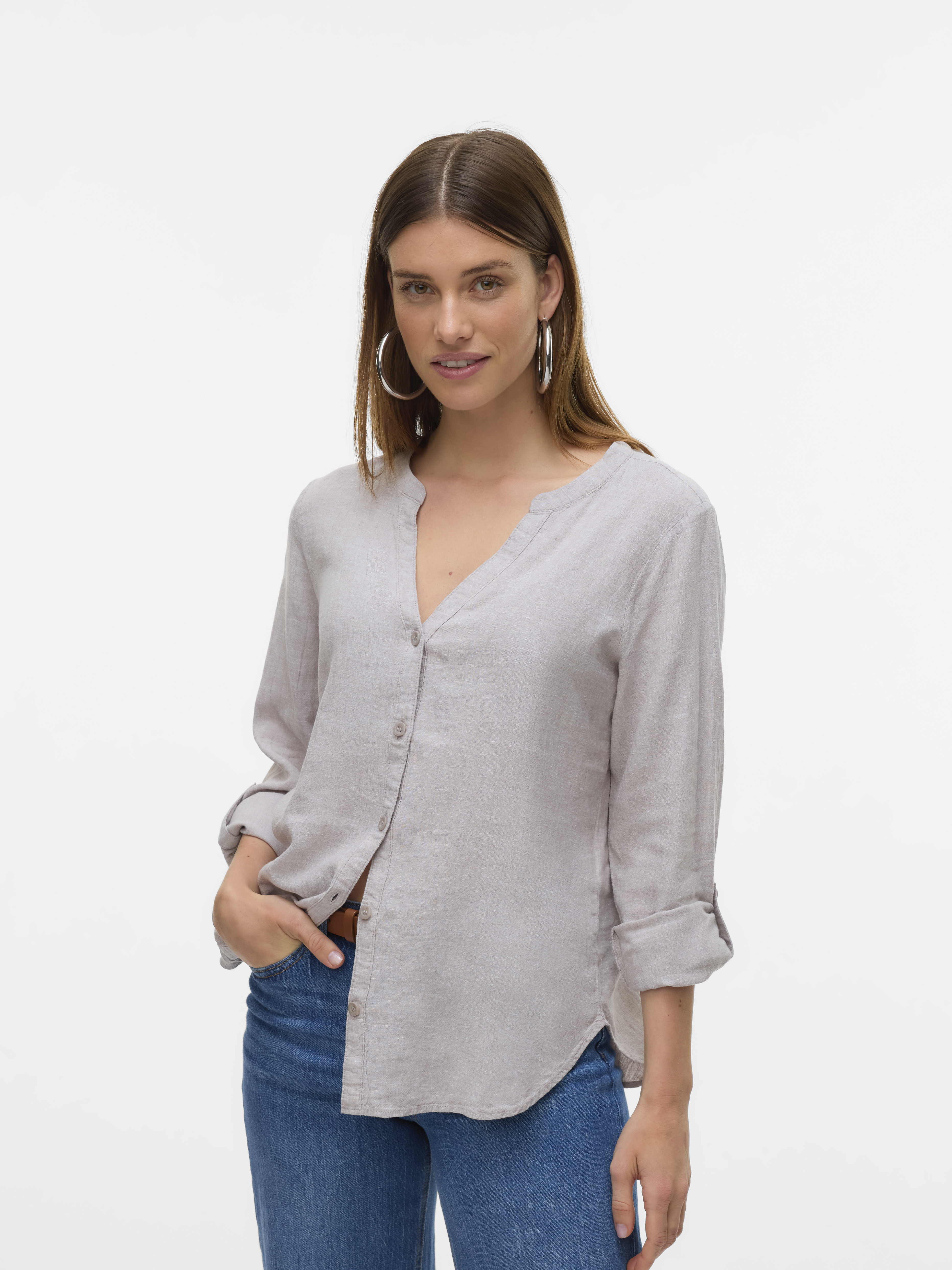 VMLINN LS V-NECK SHIRT WVN NOOS
