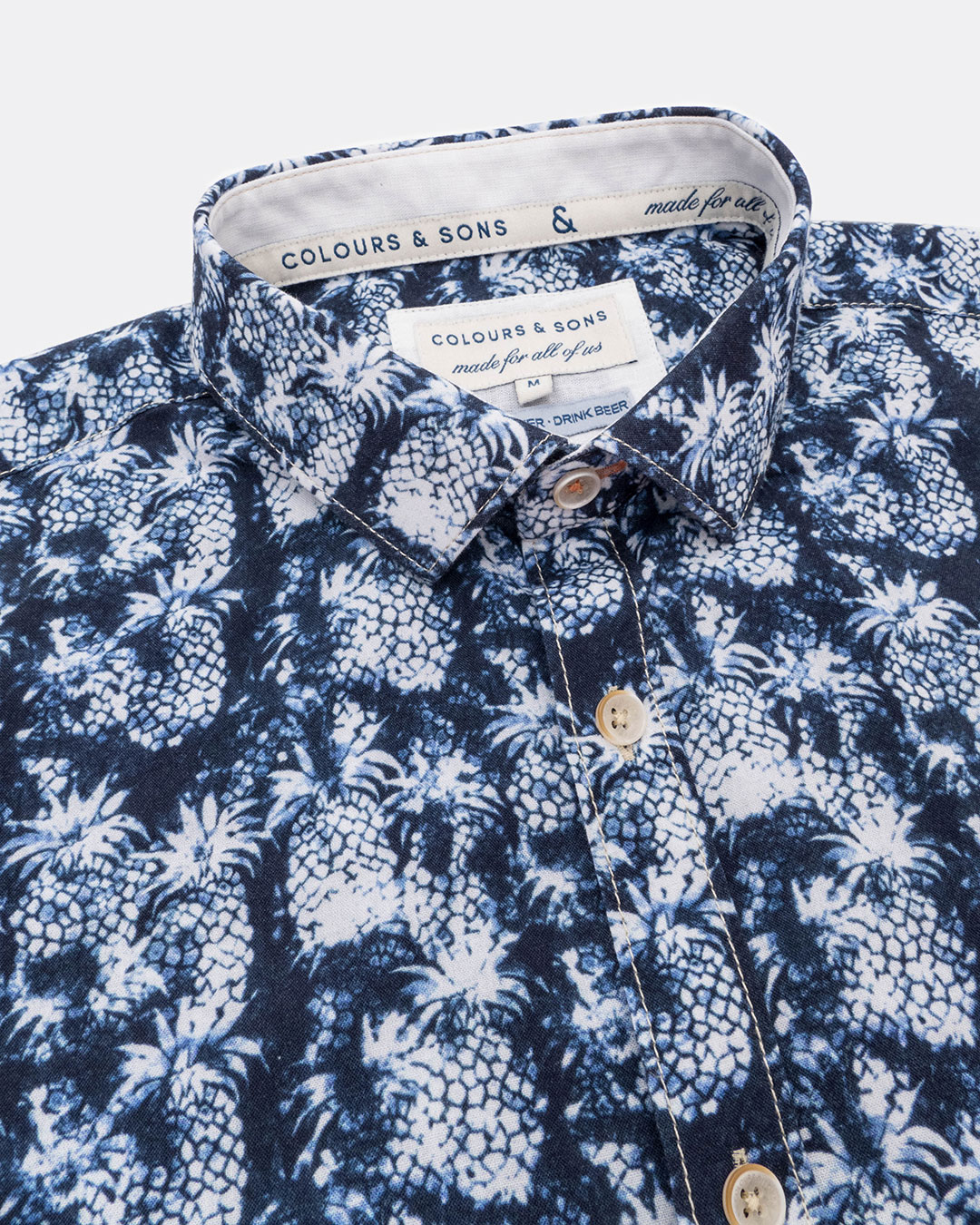 Shirt, Blue Pineapples Print