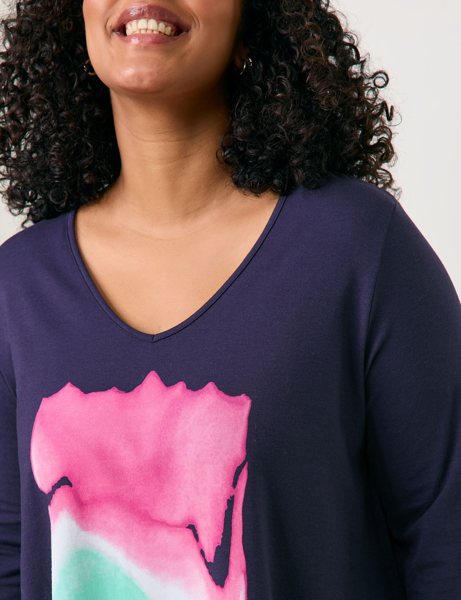 Ausgestelltes 3/4 Arm Shirt mit Frontprint