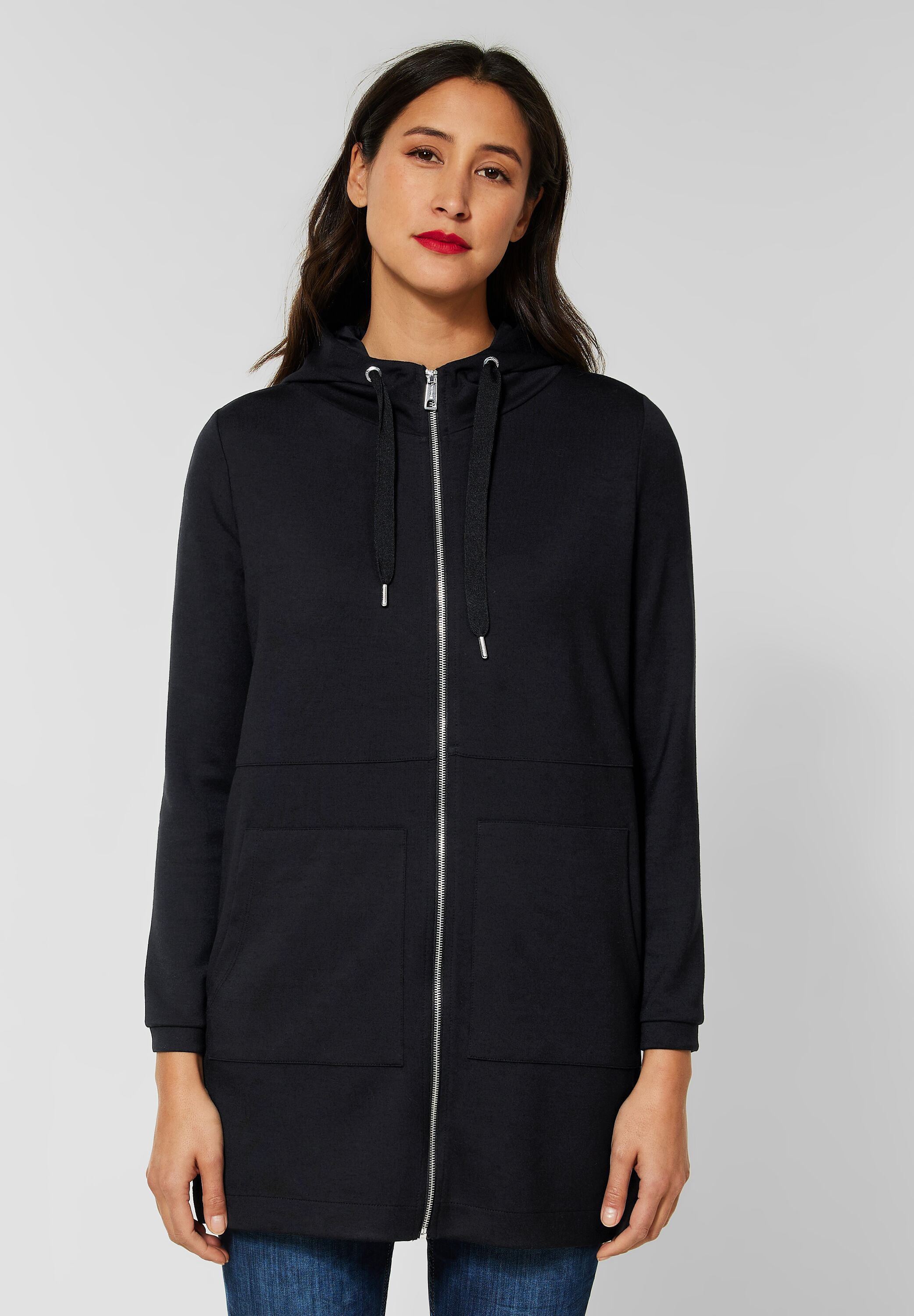 Lange Loose Fit Sweatjacke